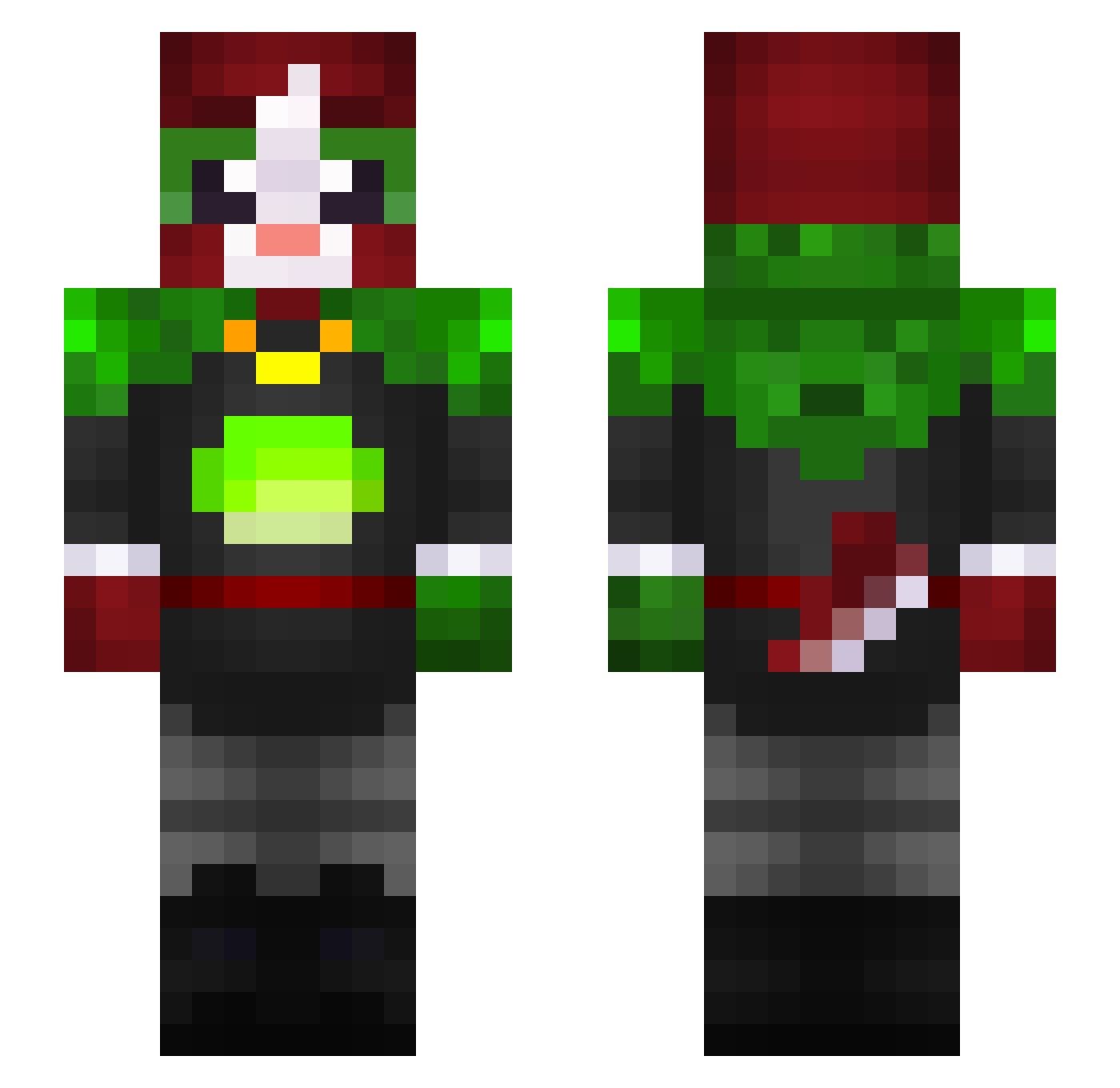 MozartCooks Minecraft skin, front and back view