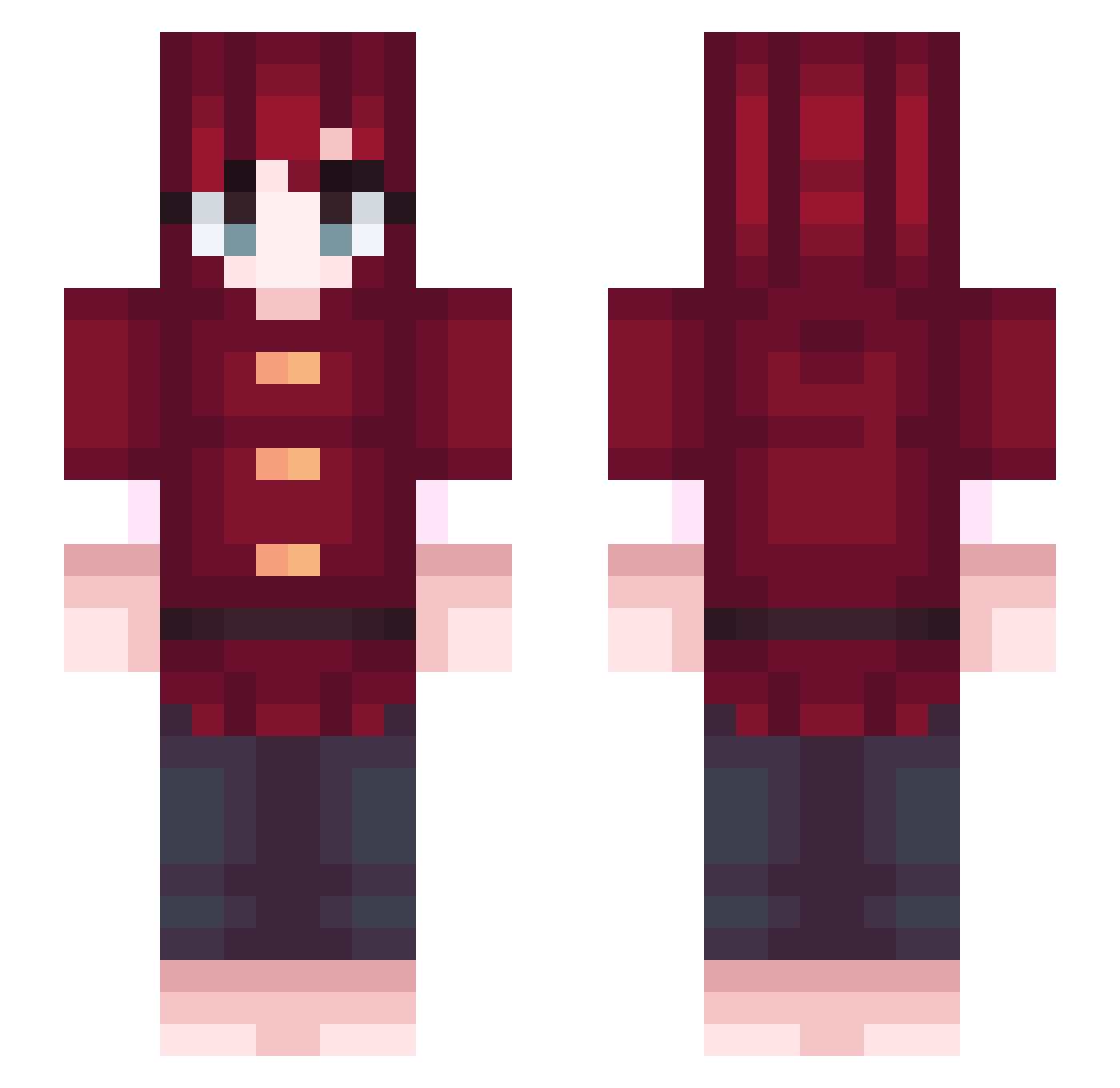 Bot748 Minecraft skin, front and back view