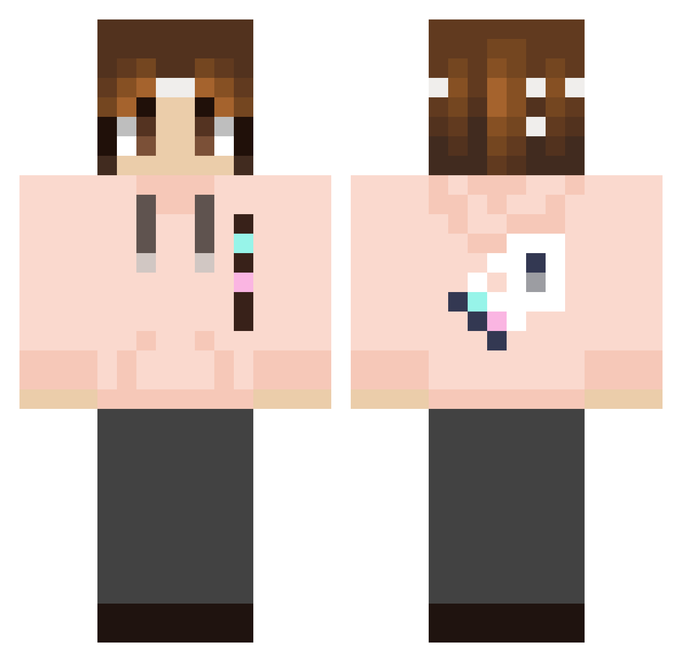 TakDoom Minecraft skin, front and back view