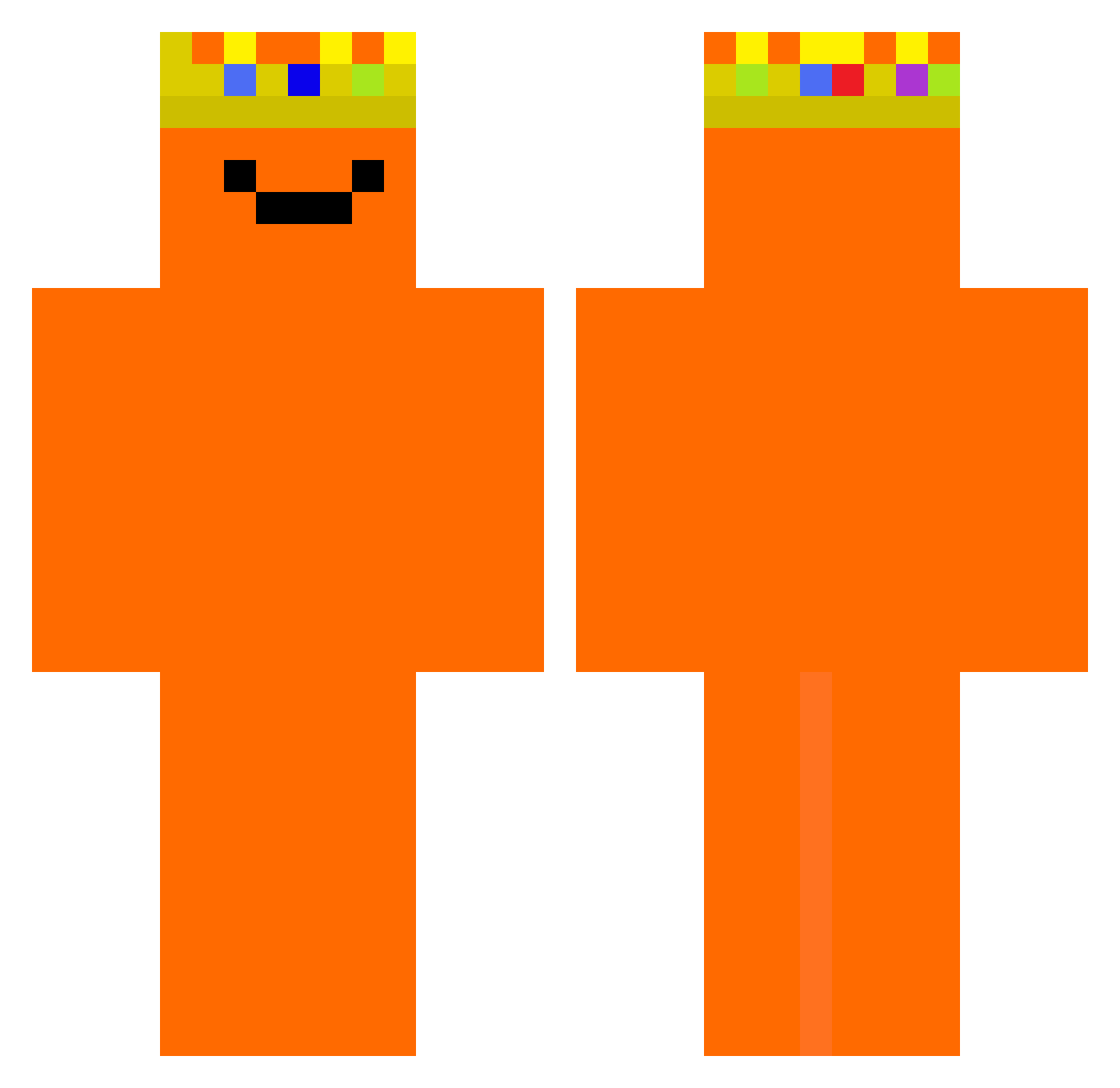 hiyoumethod Minecraft skin, front and back view