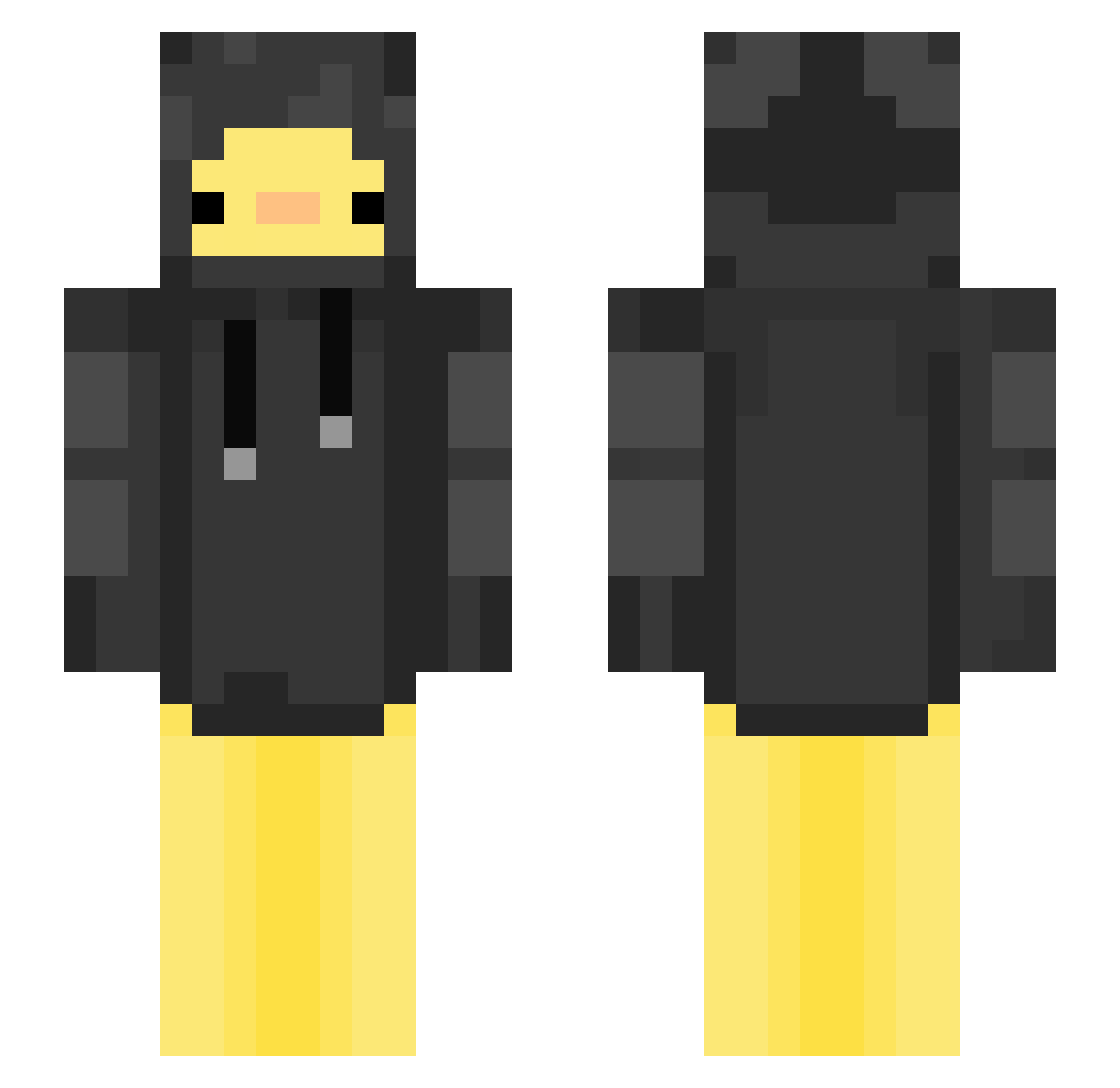 dinossi Minecraft skin, front and back view
