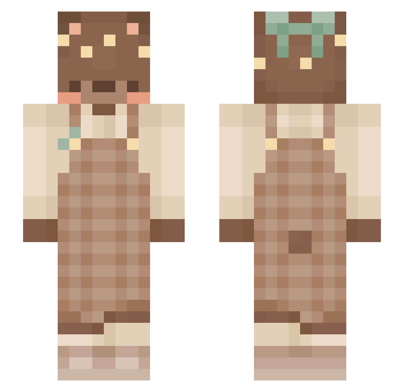 Axites Minecraft skin, front and back view