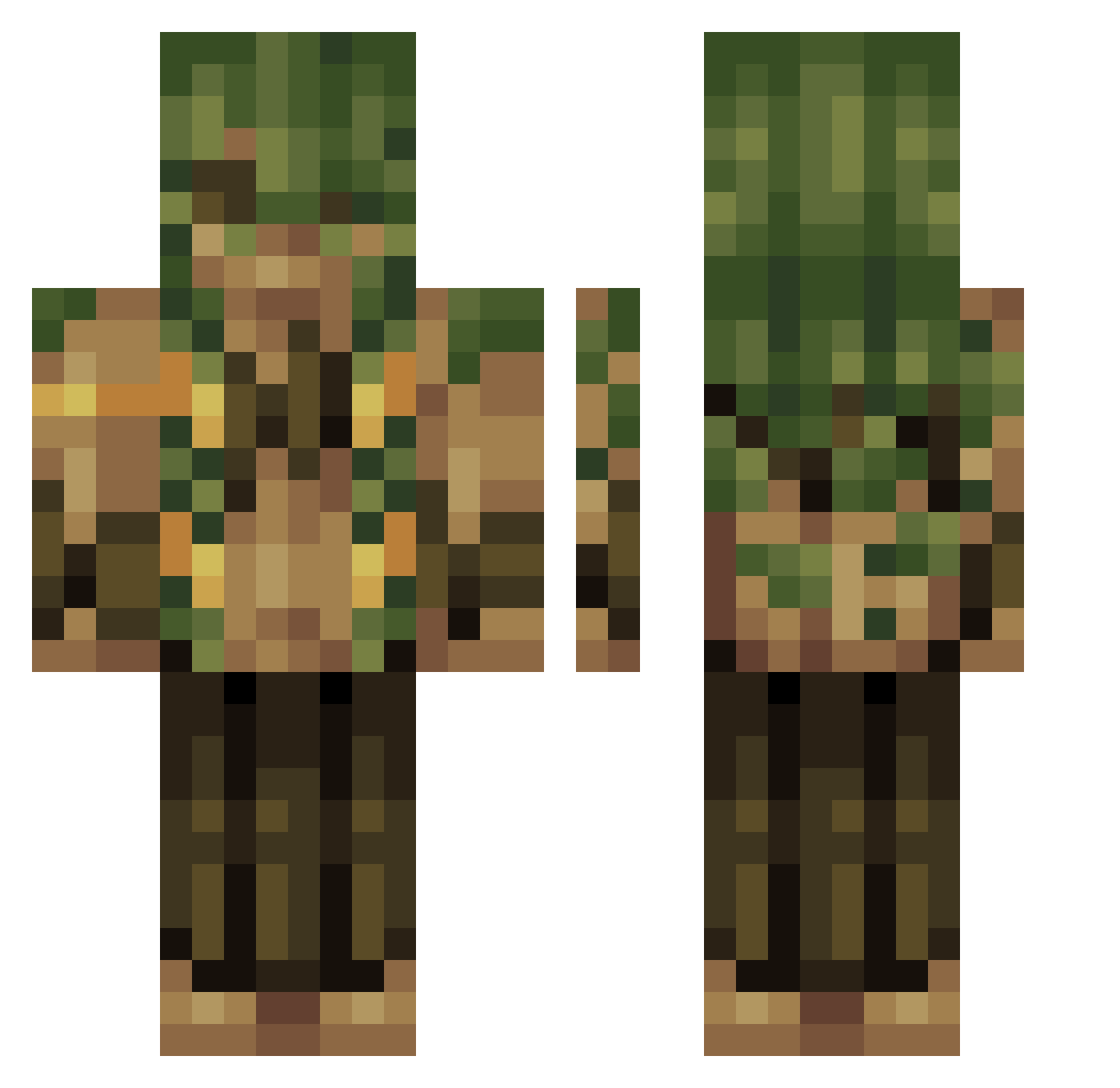 Biidwe Minecraft skin, front and back view