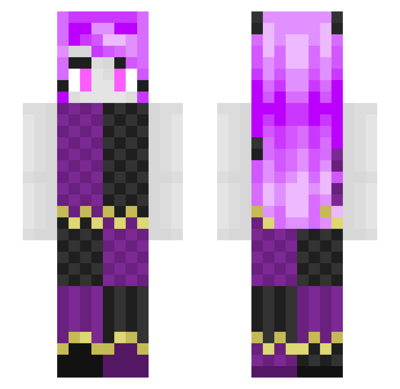 FPOP3 Minecraft skin, front and back view