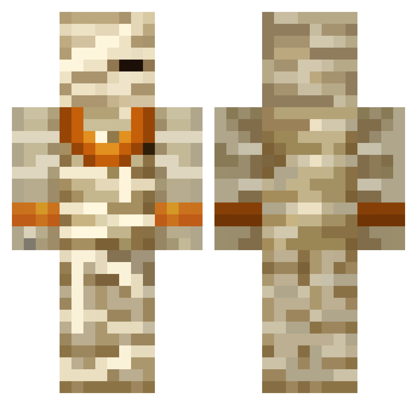 Muerisic Minecraft skin, front and back view