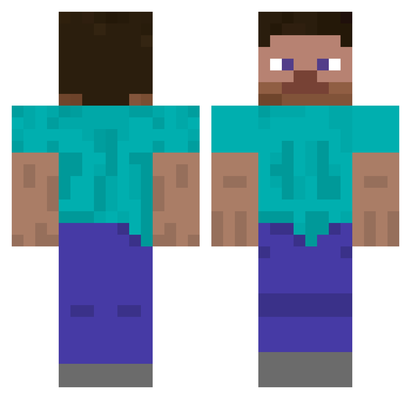 Qu1sh Minecraft skin, front and back view
