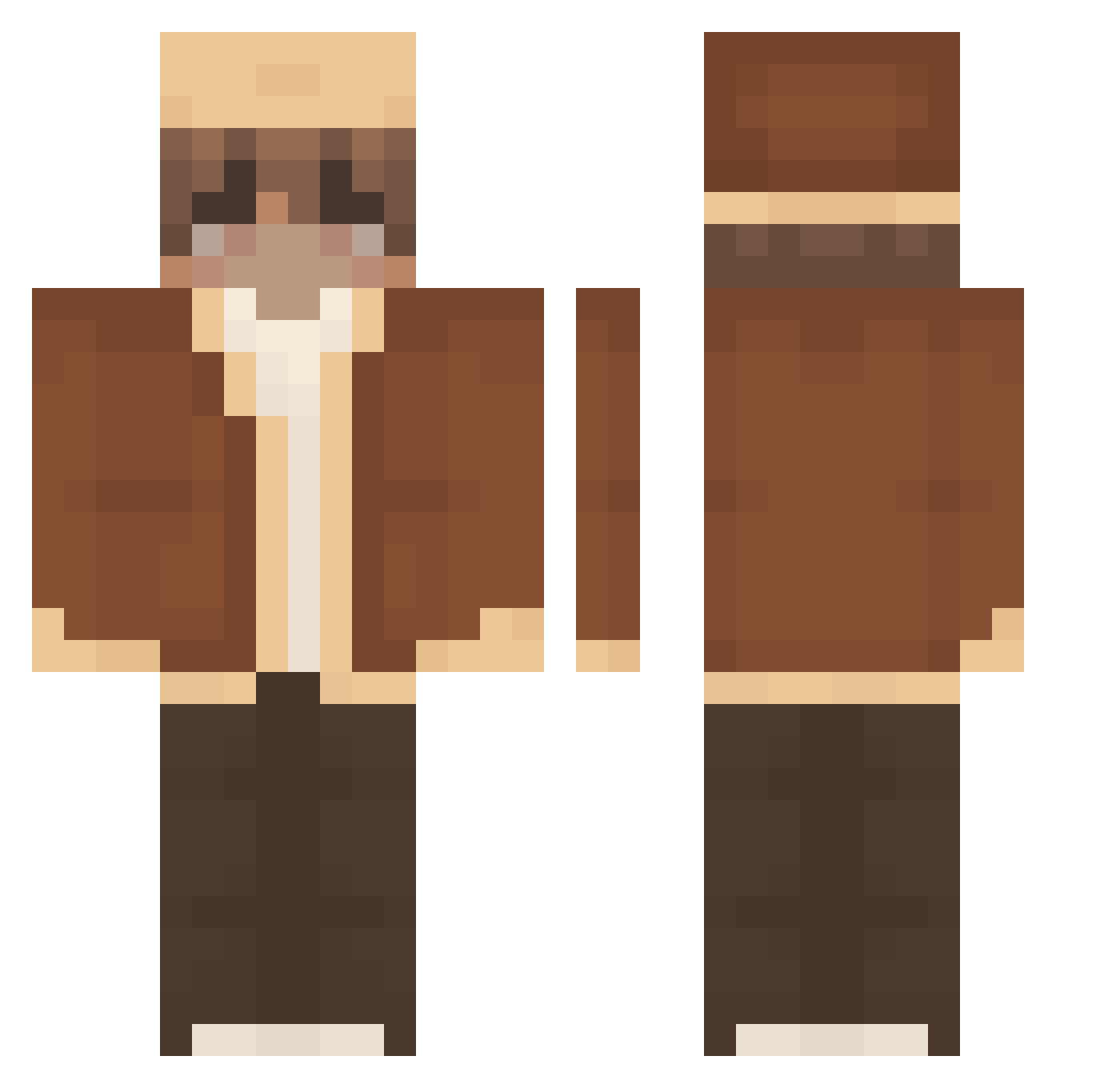 Batusmann Minecraft skin, front and back view