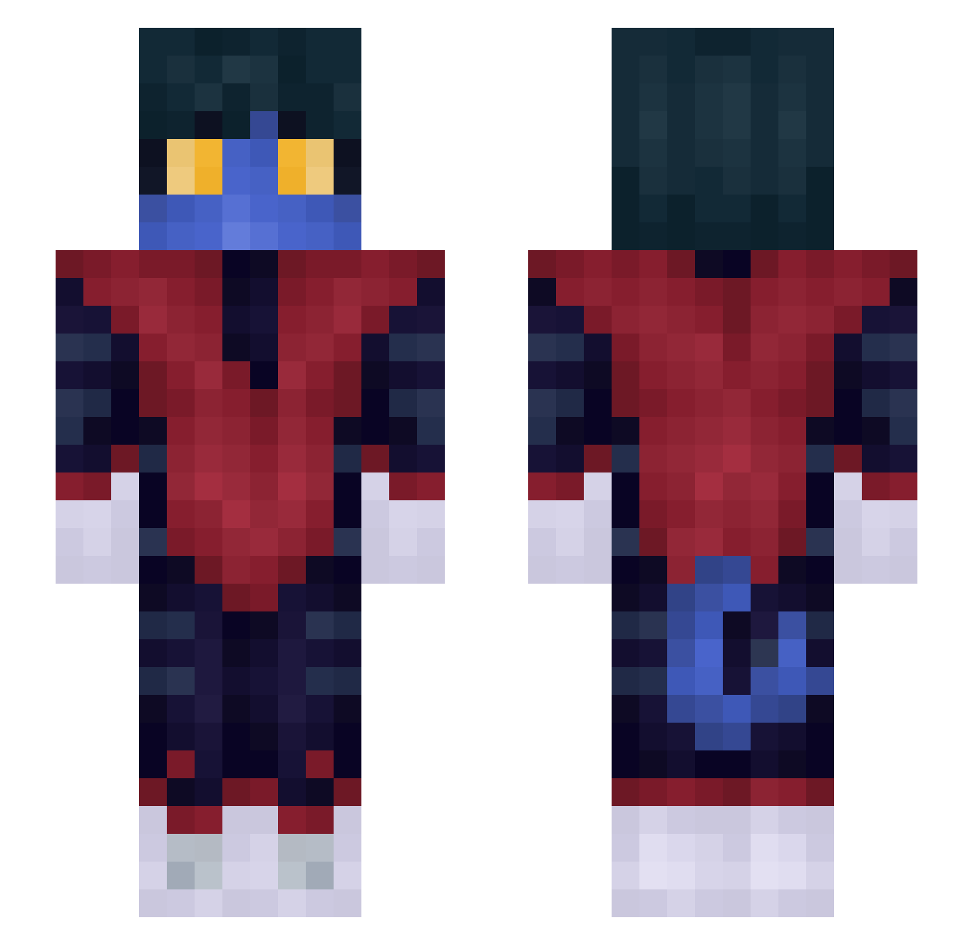 redjuno Minecraft skin, front and back view