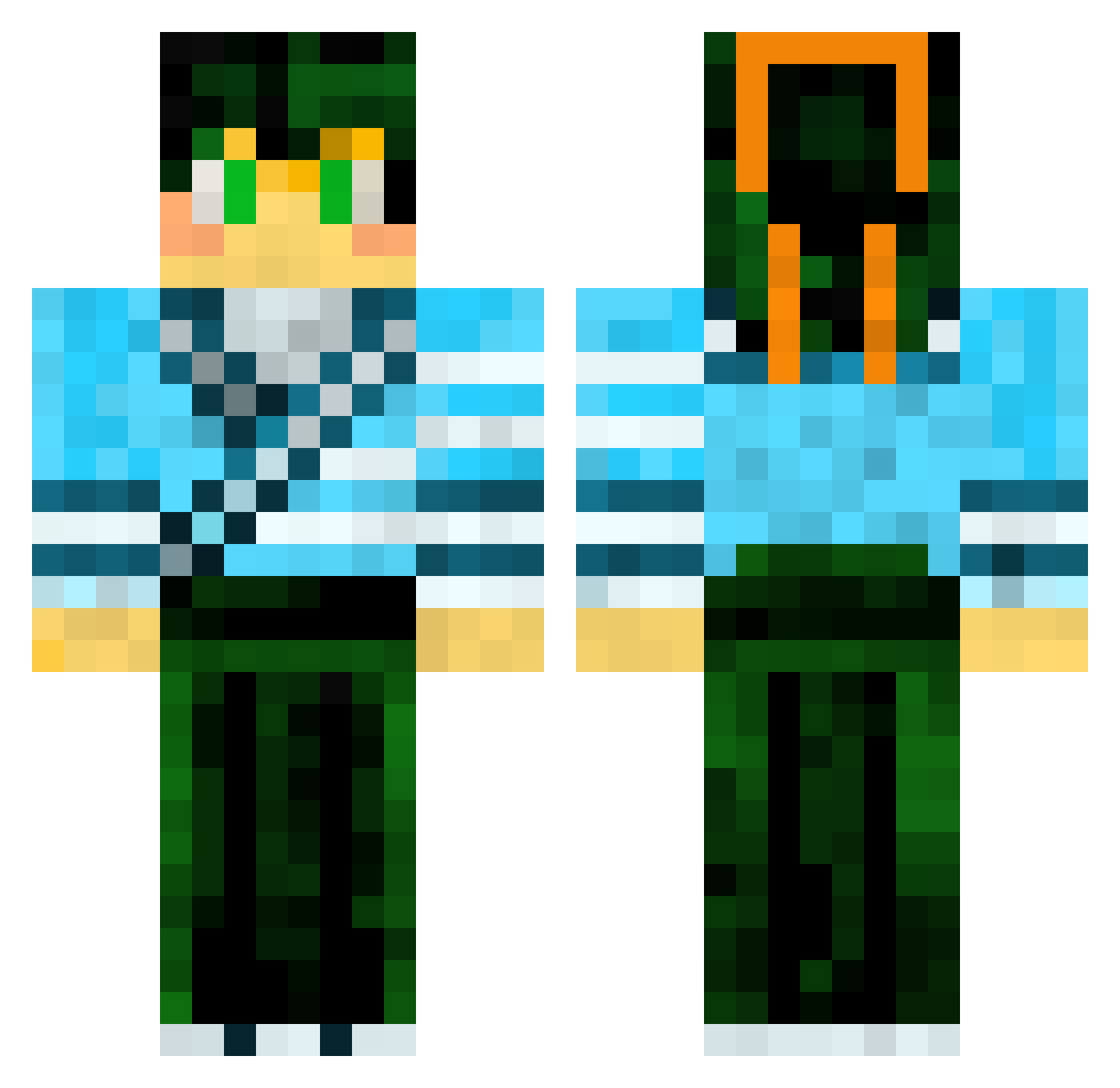 Echinoidea Minecraft skin, front and back view