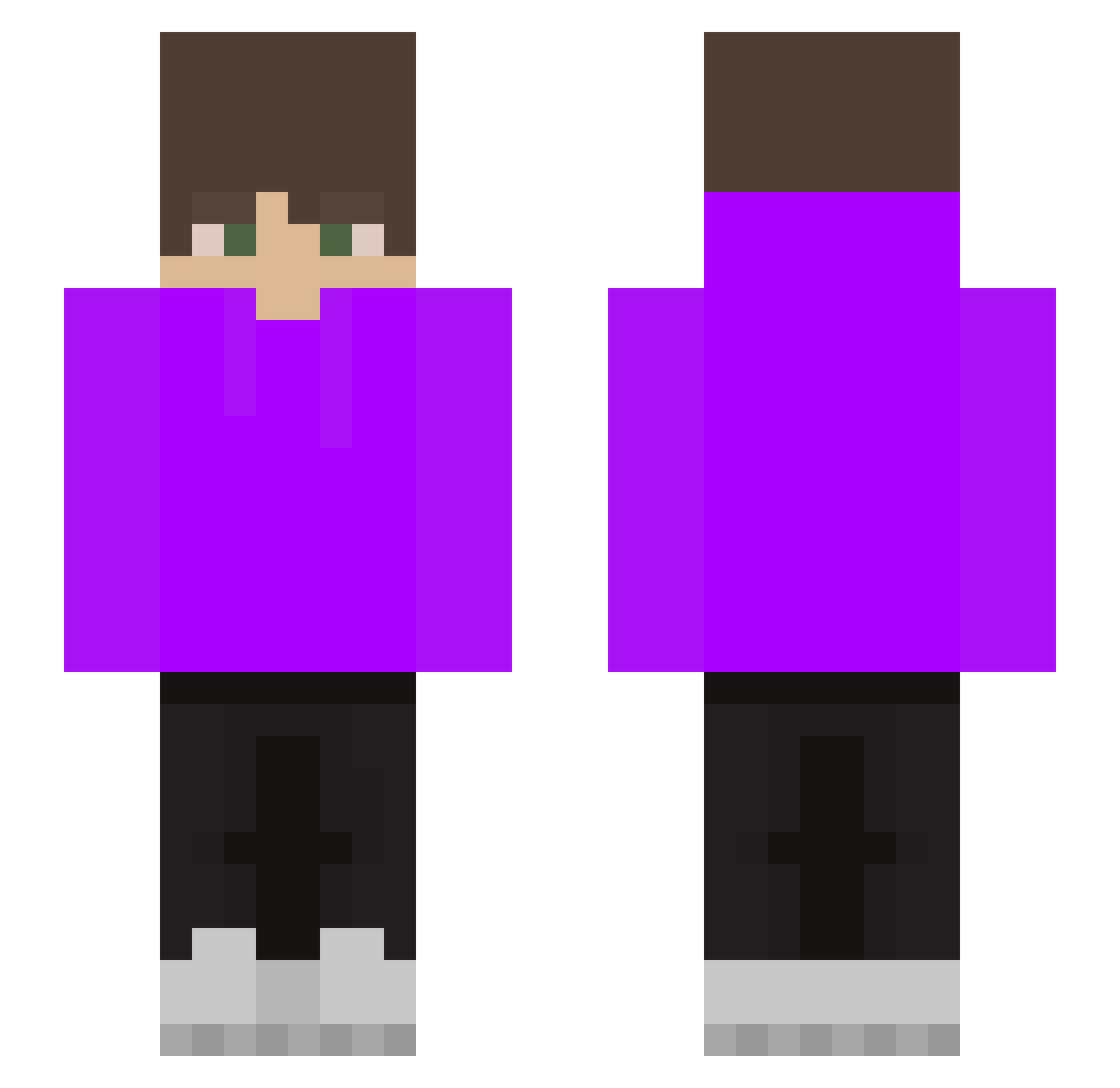 Ticci_Tobi Minecraft skin, front and back view