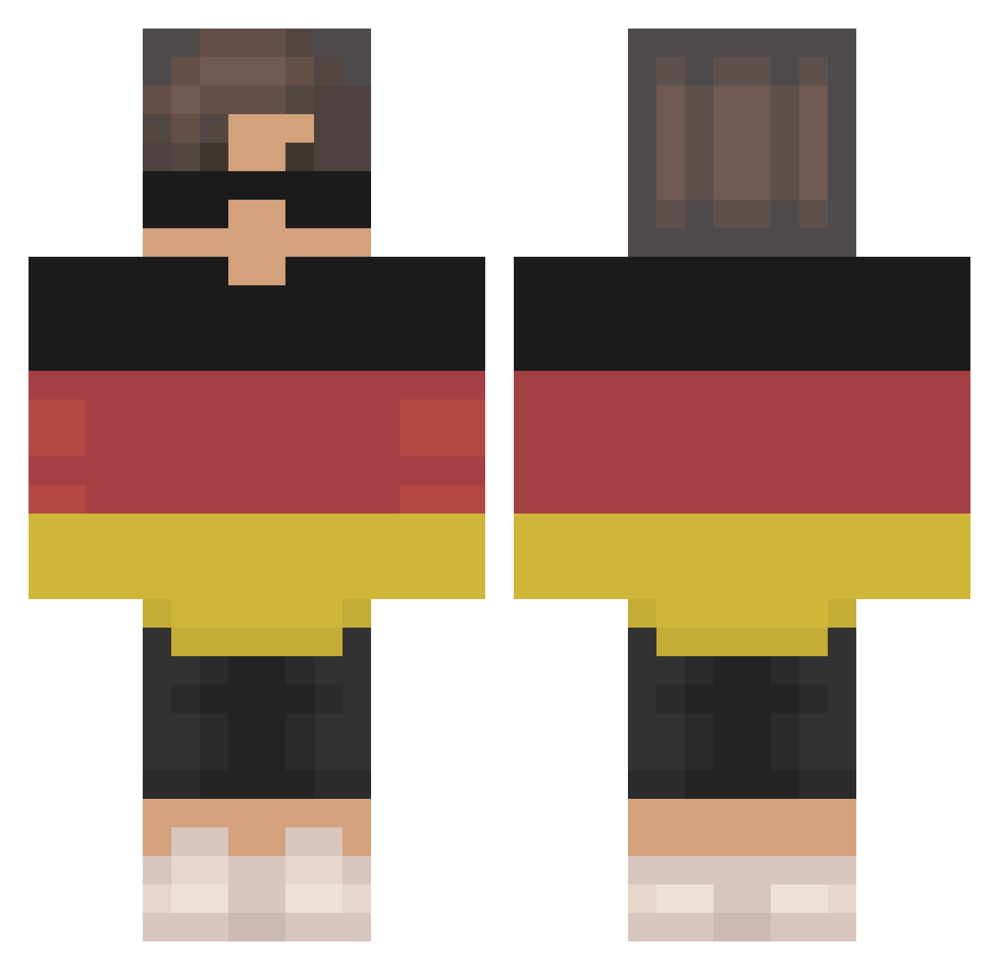 Pialot Minecraft skin, front and back view