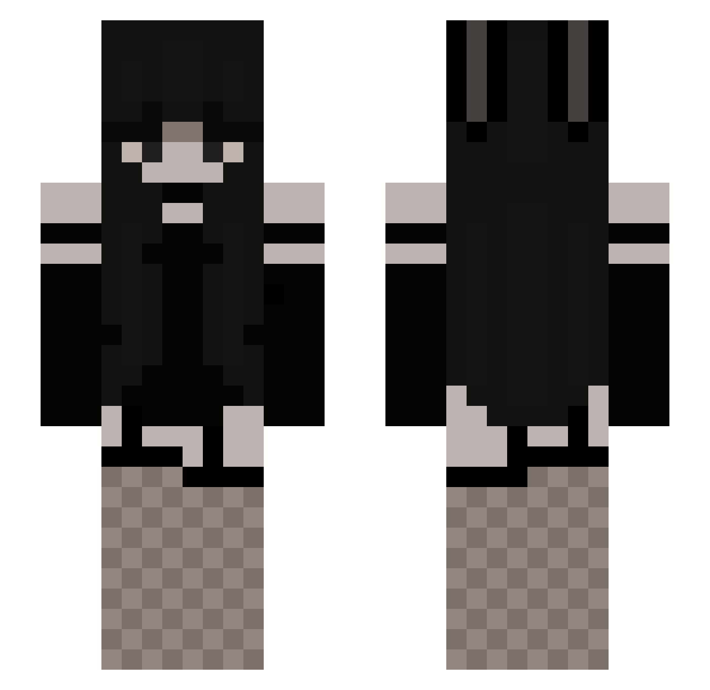 advqk Minecraft skin, front and back view