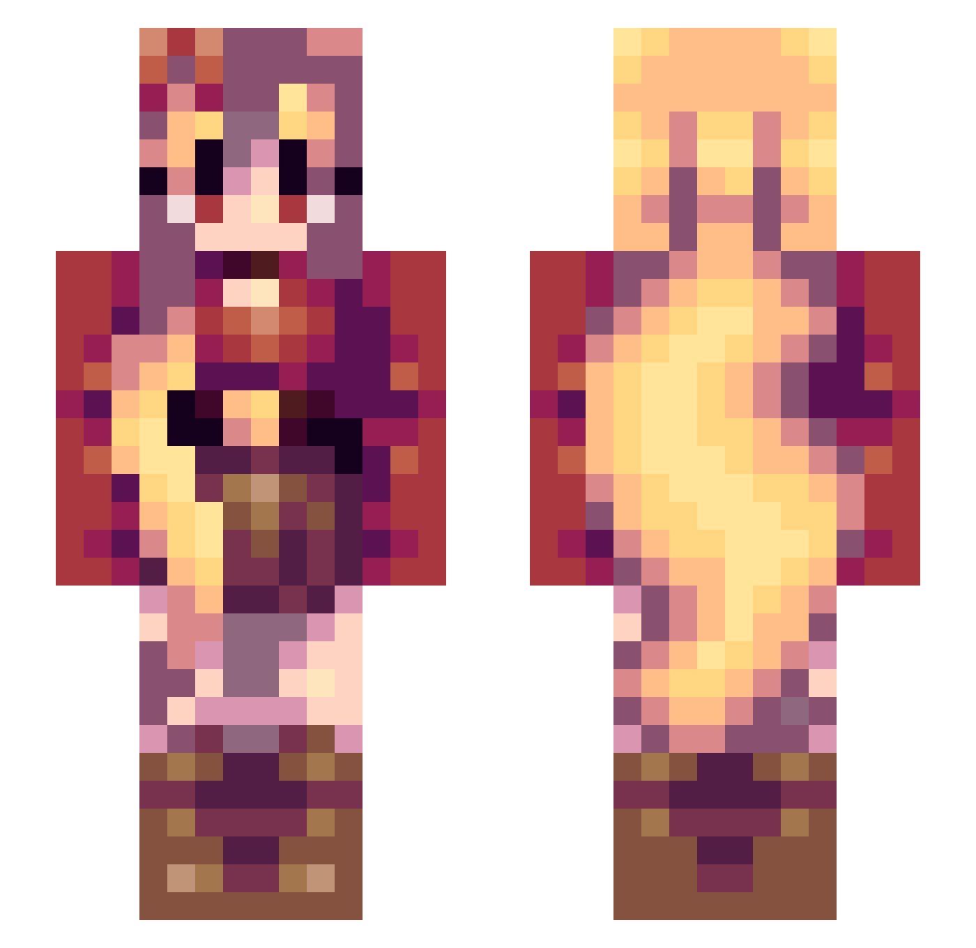 Gabmass Minecraft skin, front and back view