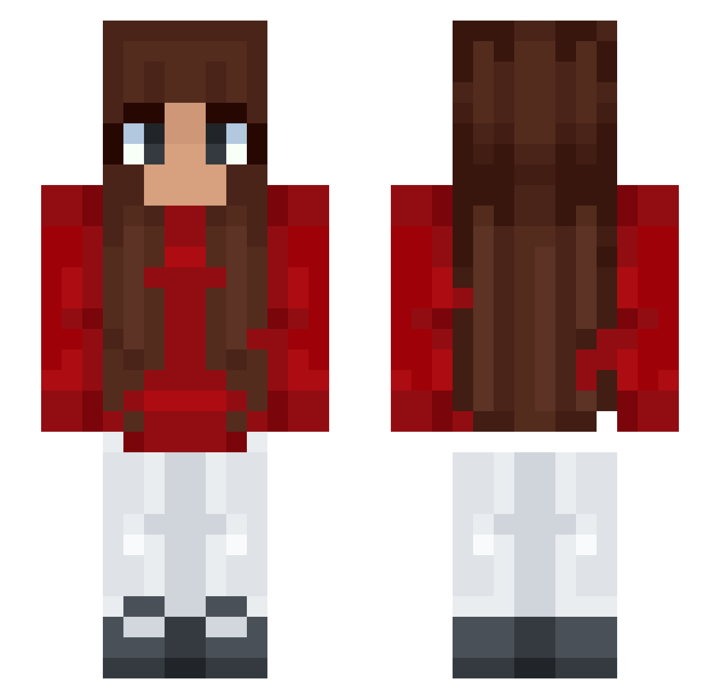 Ryyajx Minecraft skin, front and back view