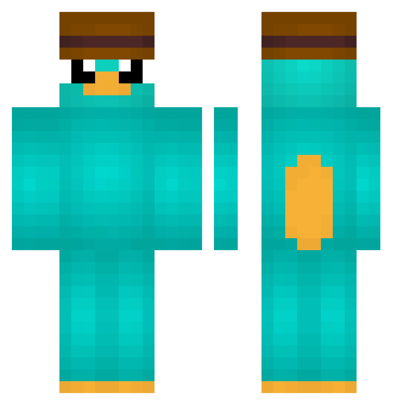 RobloxBoi Minecraft skin, front and back view