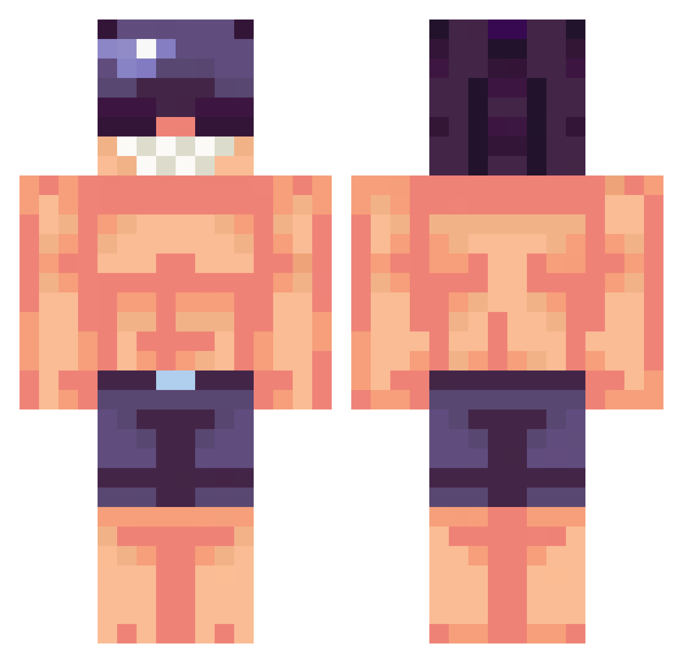 Taisster Minecraft skin, front and back view