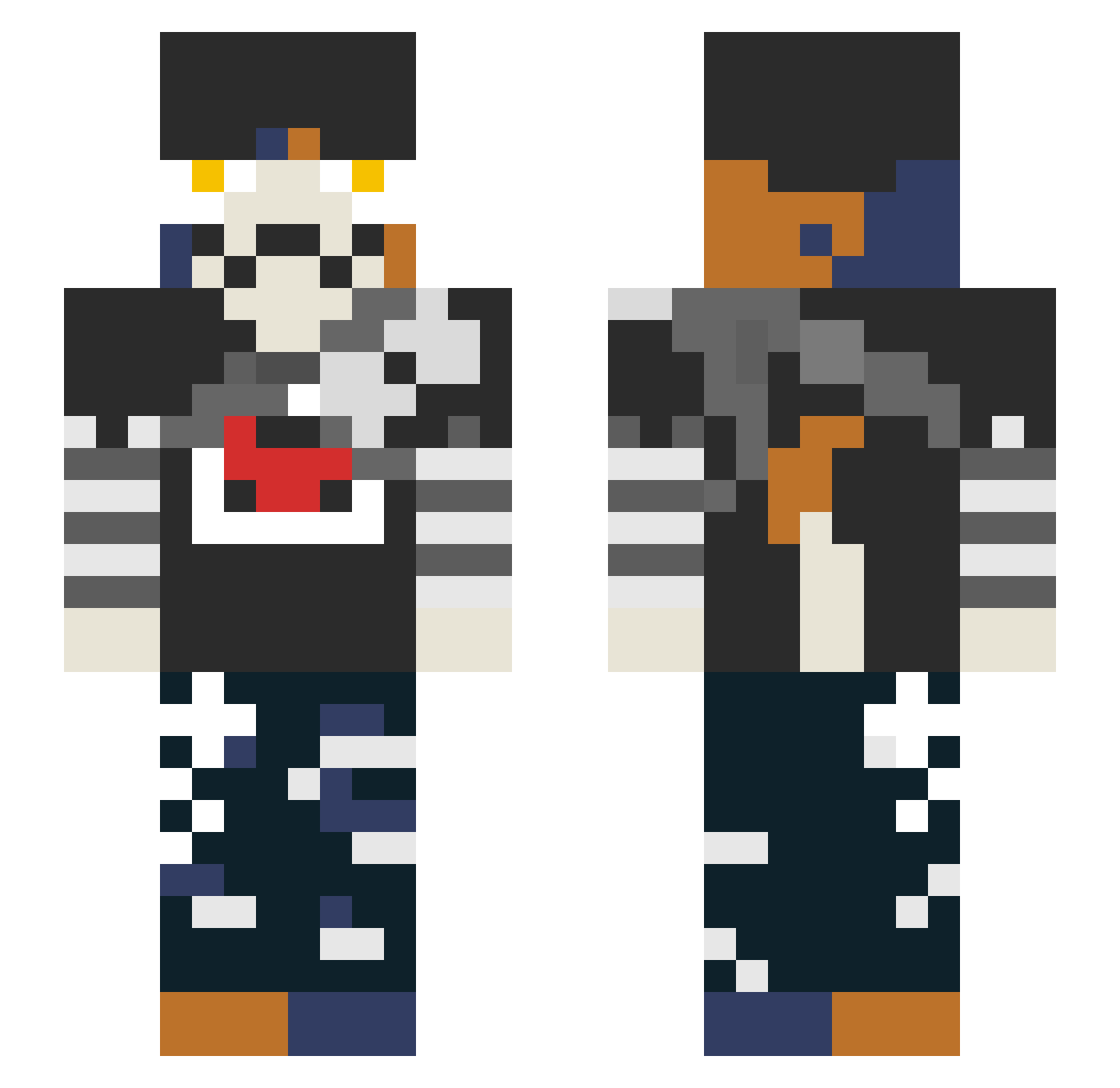 BenDaBoi Minecraft skin, front and back view