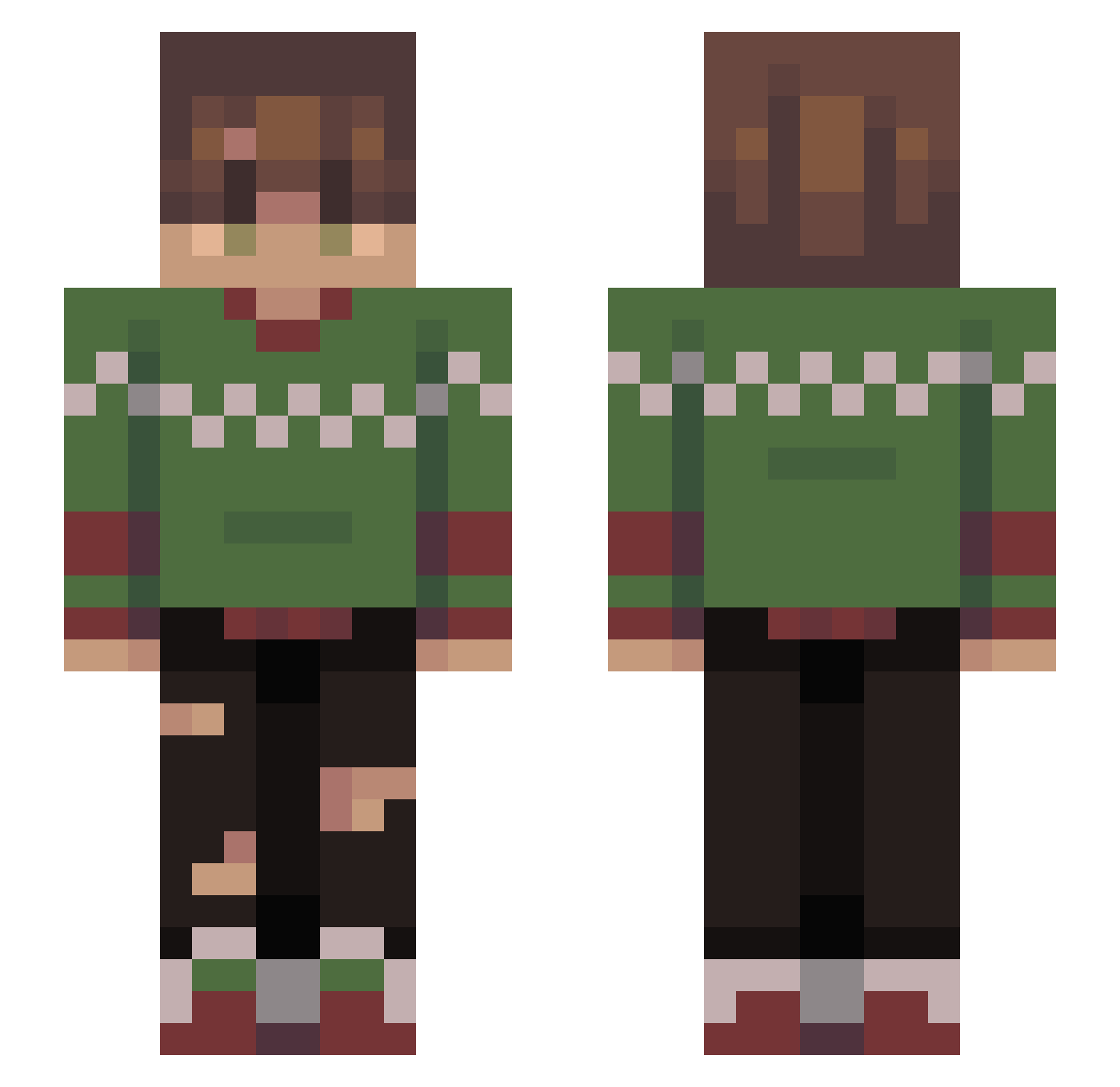 robin_binbag Minecraft skin, front and back view