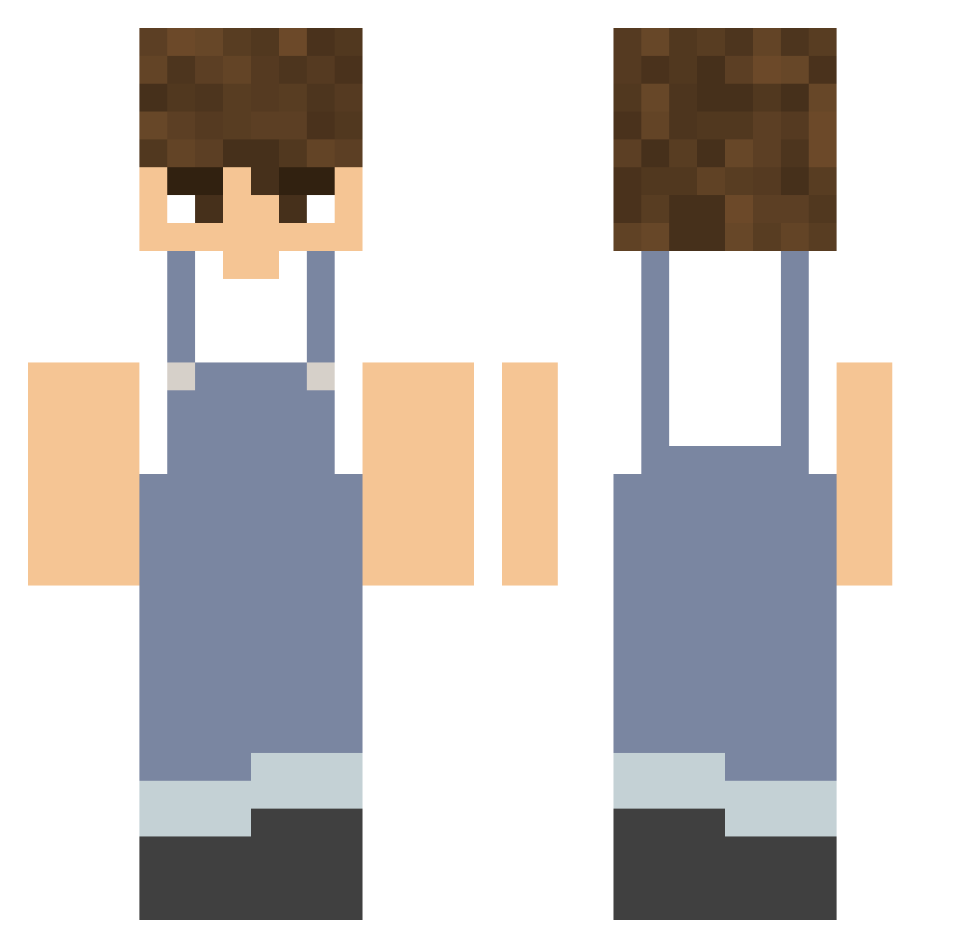Dookiemeister Minecraft skin, front and back view