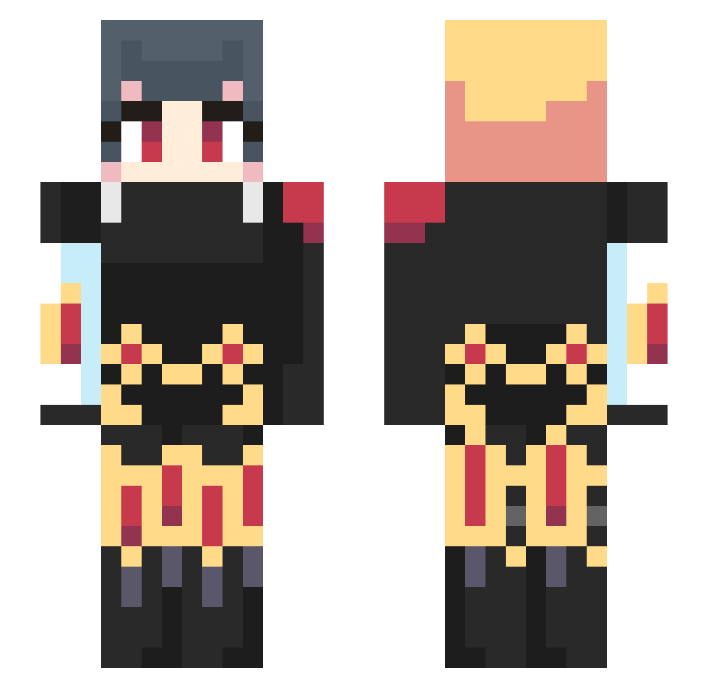 Tekniss Minecraft skin, front and back view