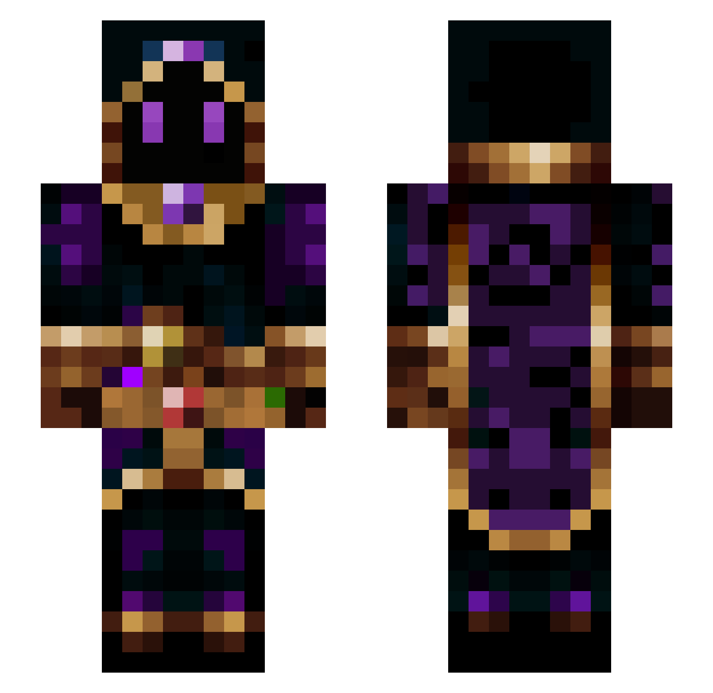 XTheMystic Minecraft skin, front and back view