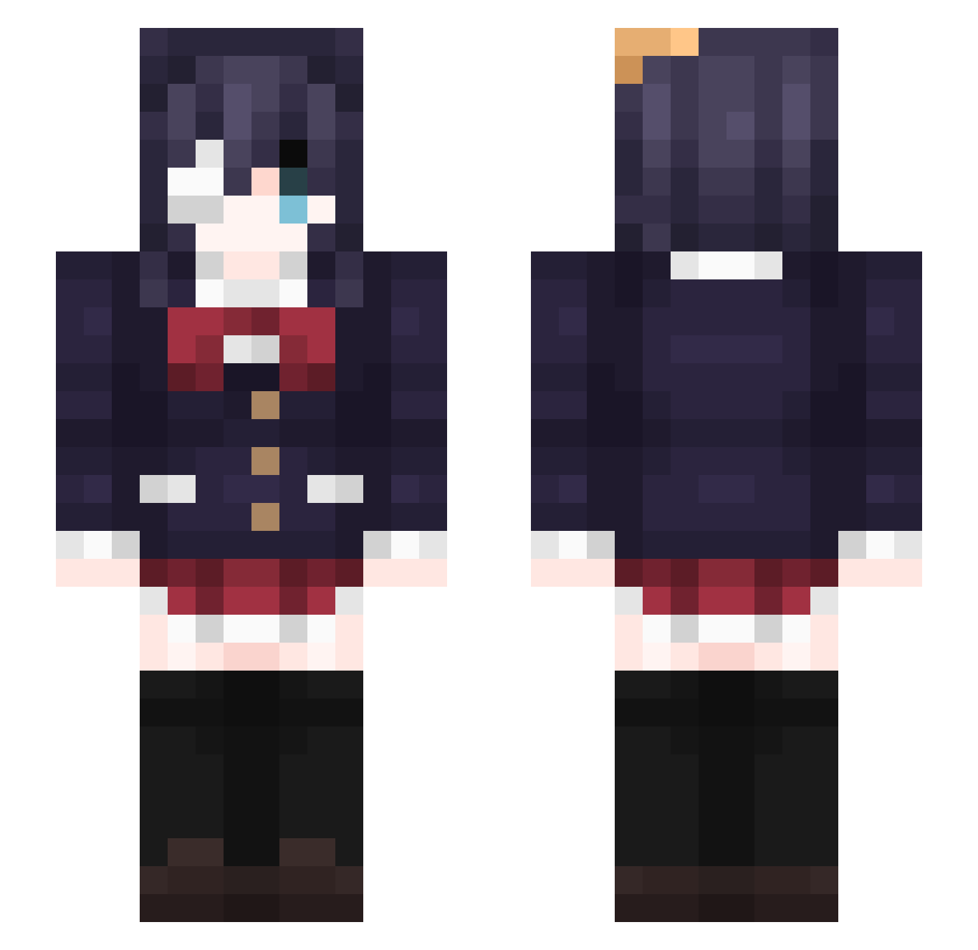 Zlevyn Minecraft skin, front and back view