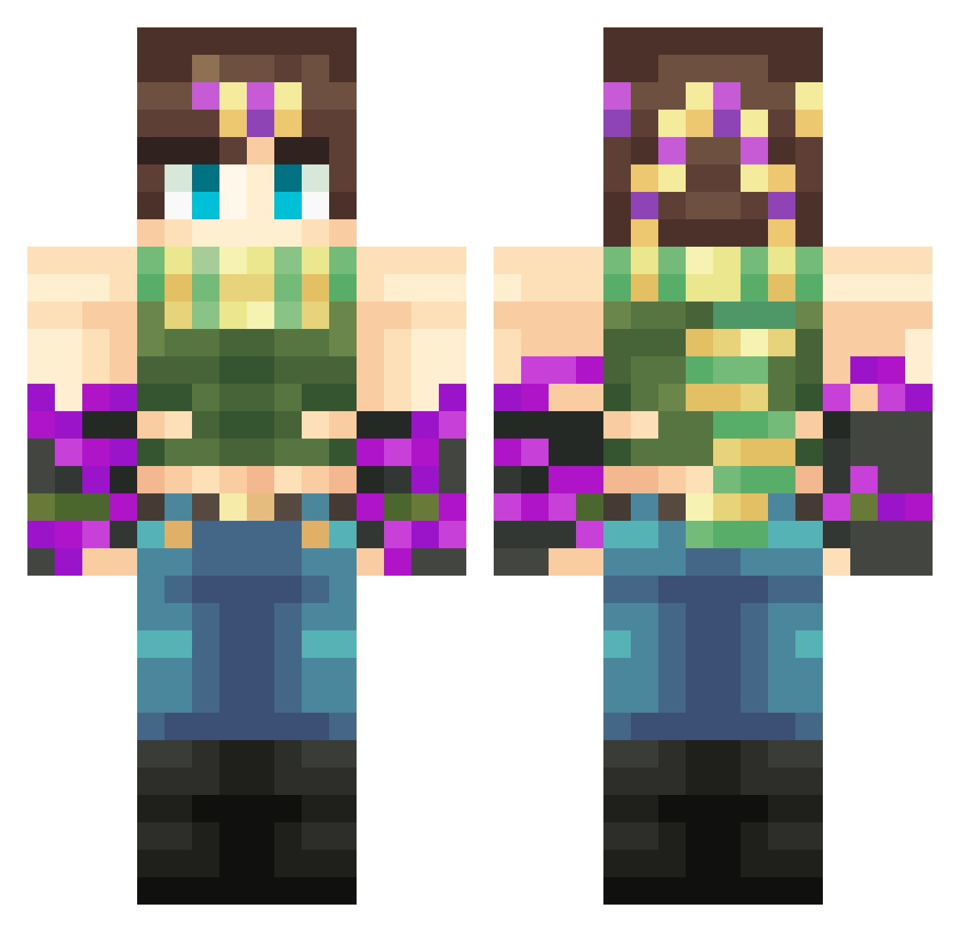 AndyJoestar Minecraft skin, front and back view
