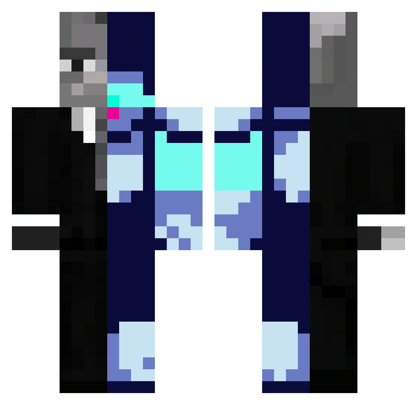 DevScript Minecraft skin, front and back view