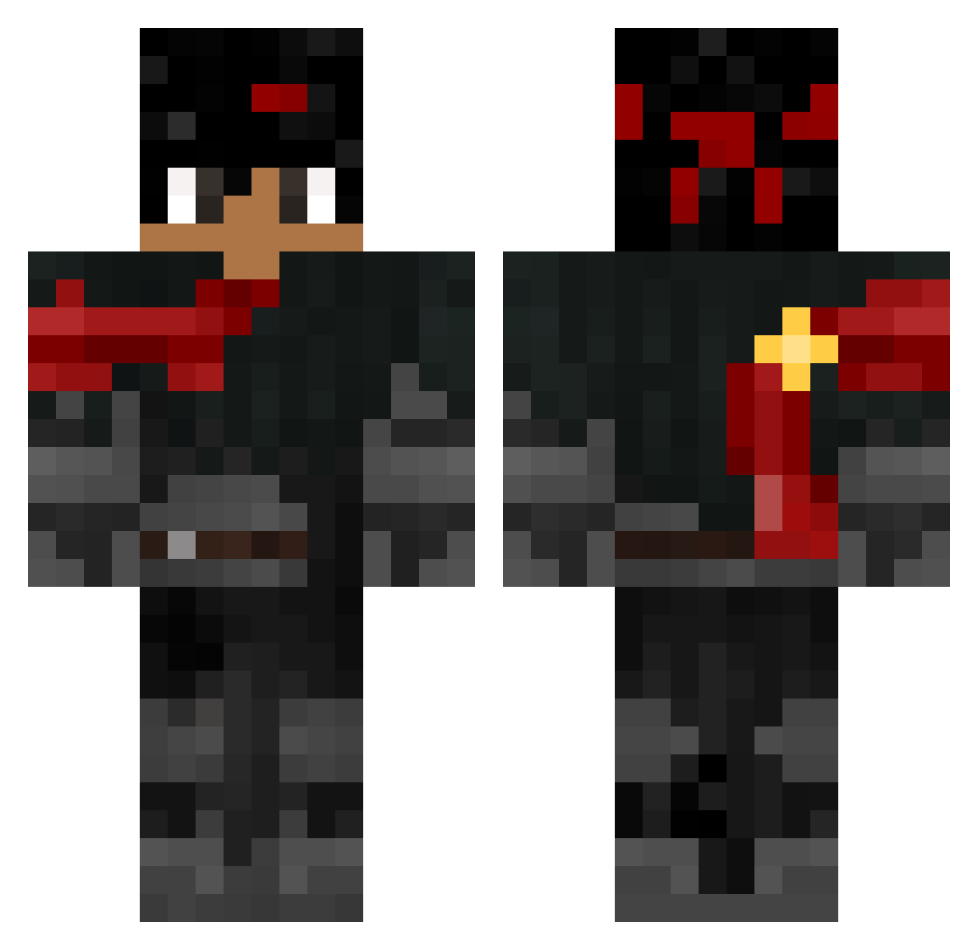 Arcavian Minecraft skin, front and back view