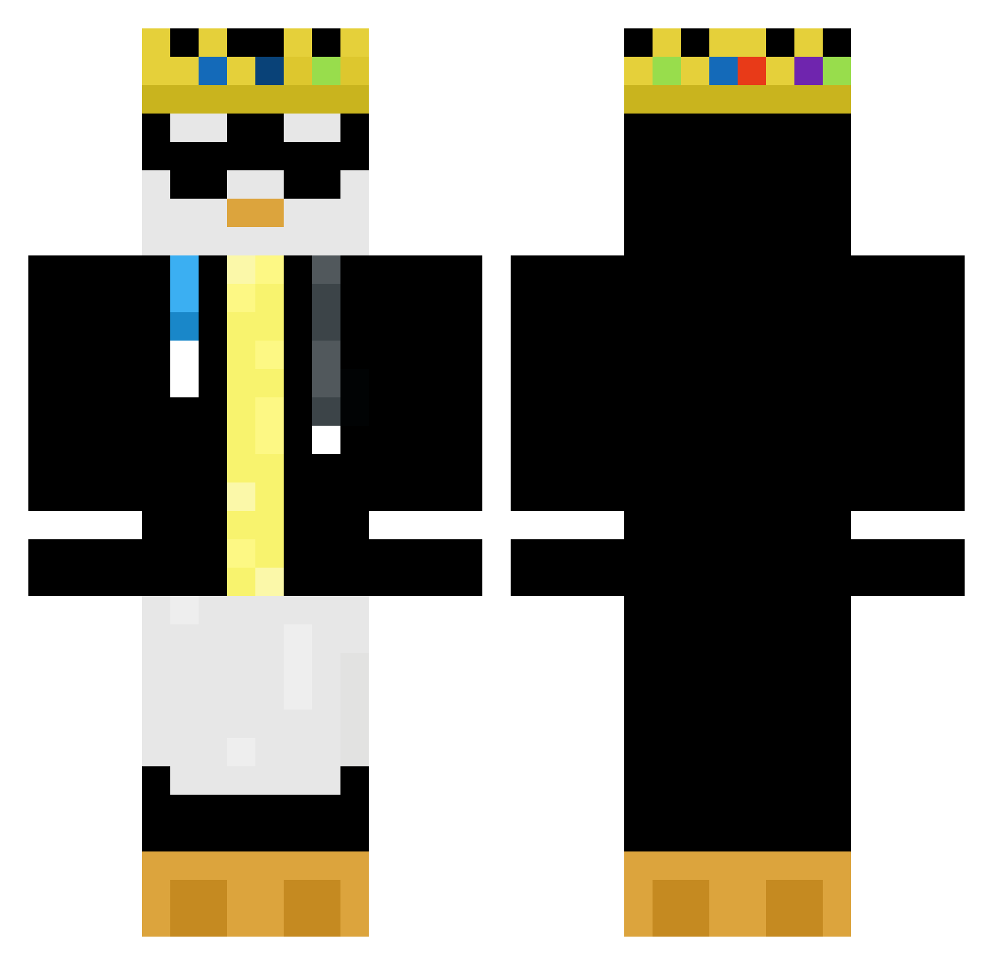 ClownMath Minecraft skin, front and back view