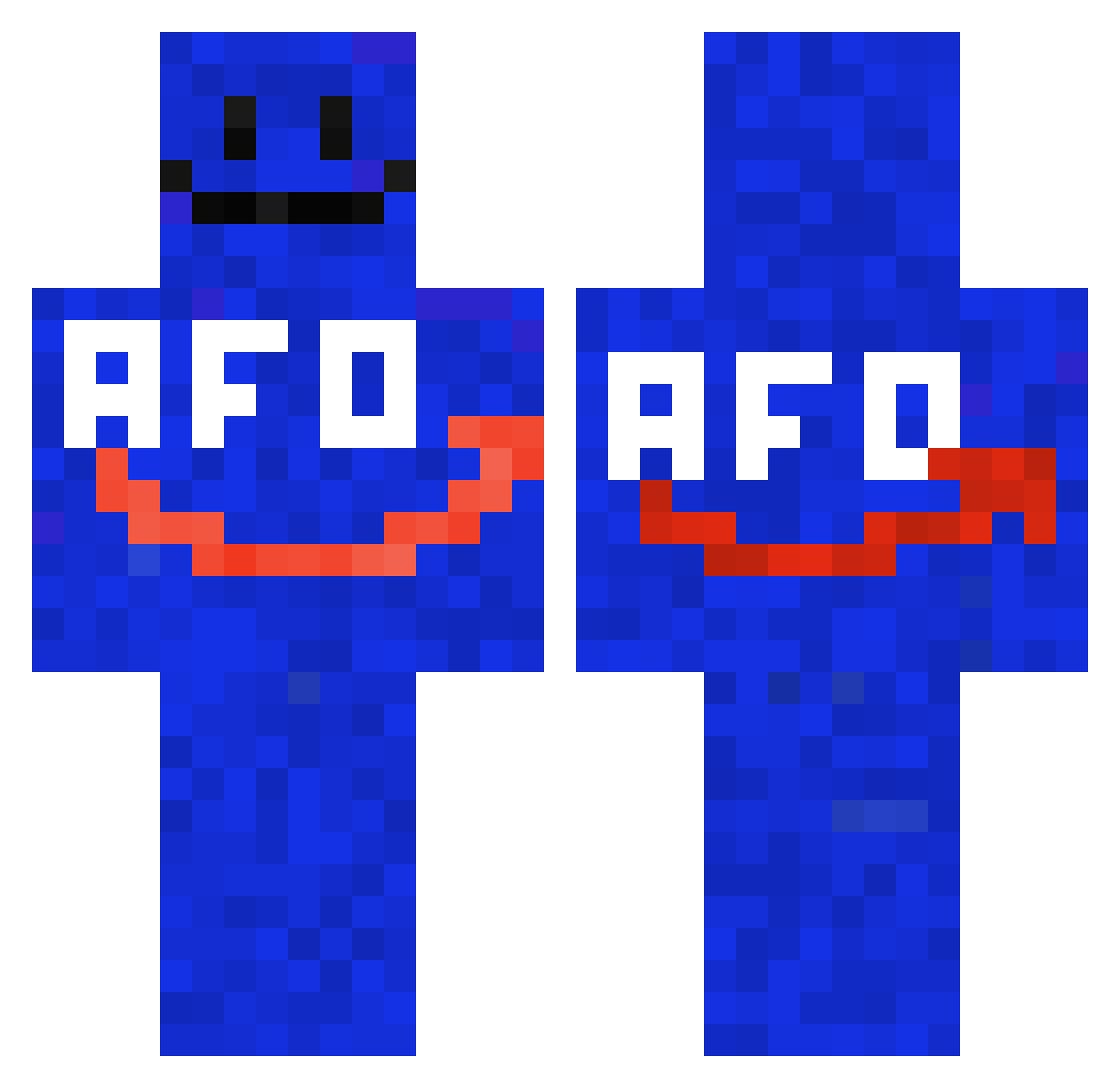 Asylsuchender Minecraft skin, front and back view