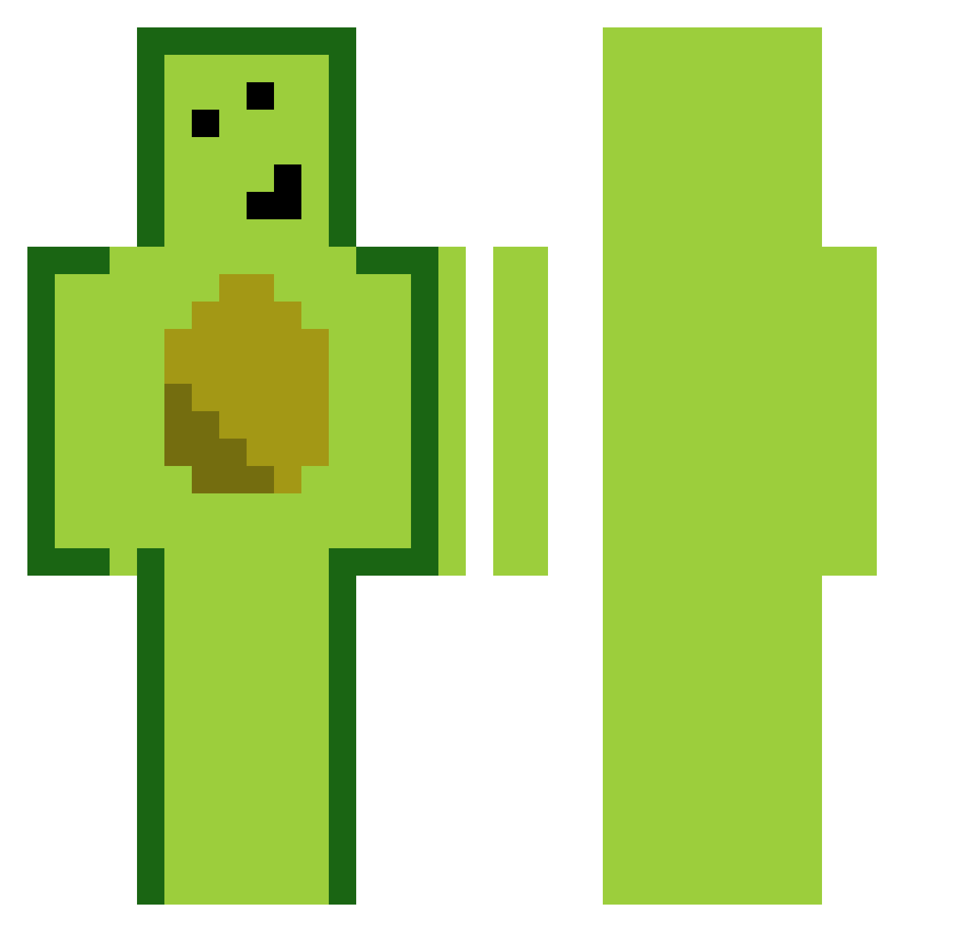 NoVabull Minecraft skin, front and back view