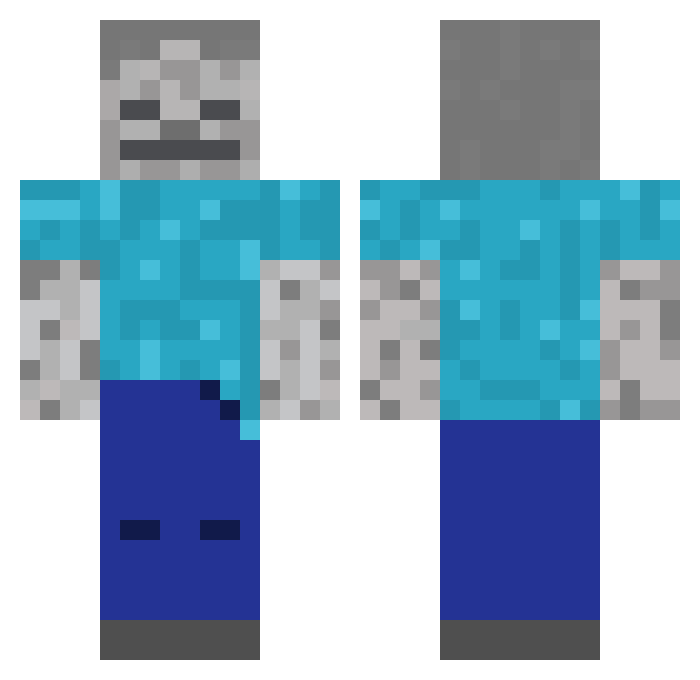 Shttr Minecraft skin, front and back view