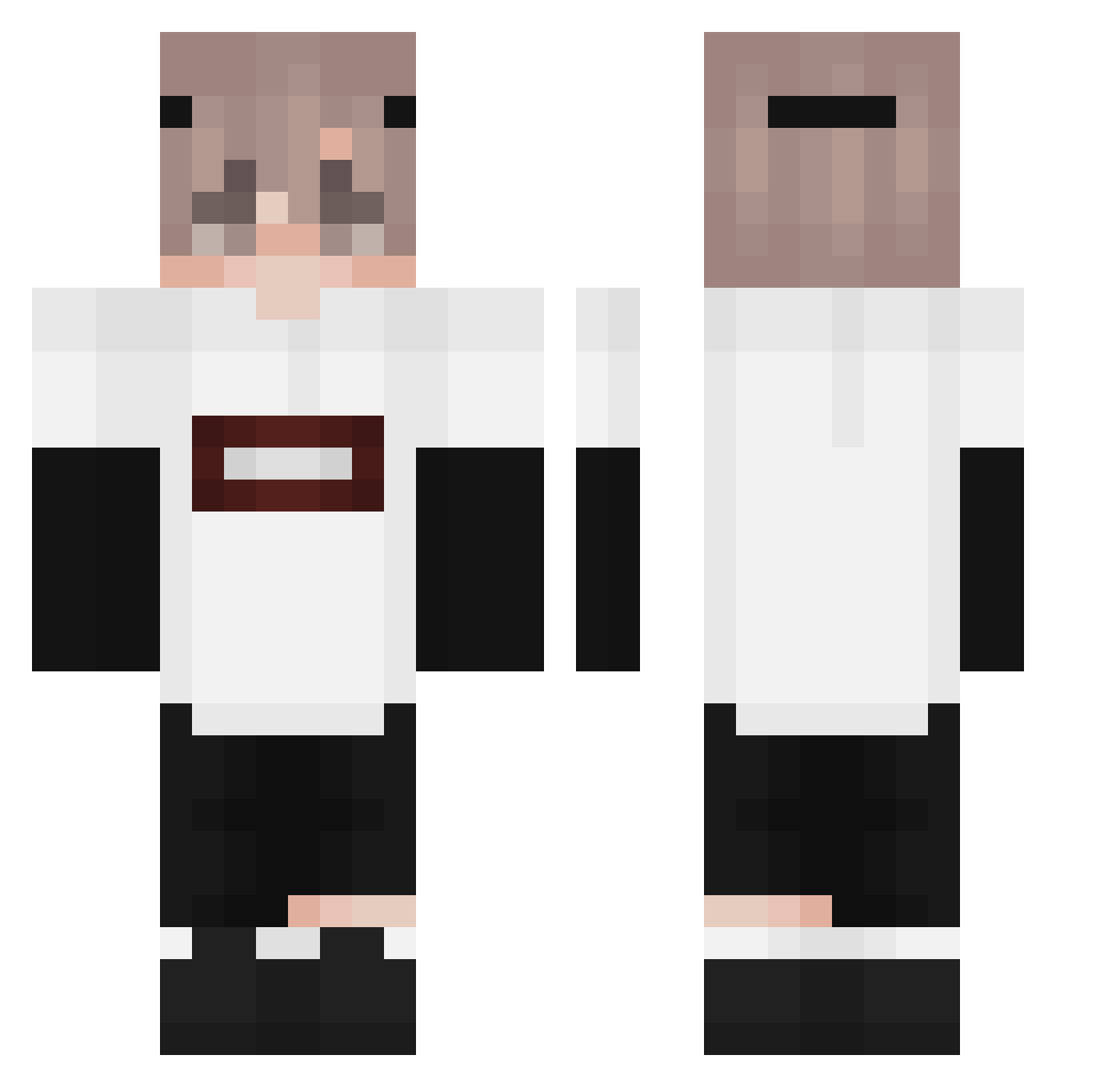 Travkin Minecraft skin, front and back view