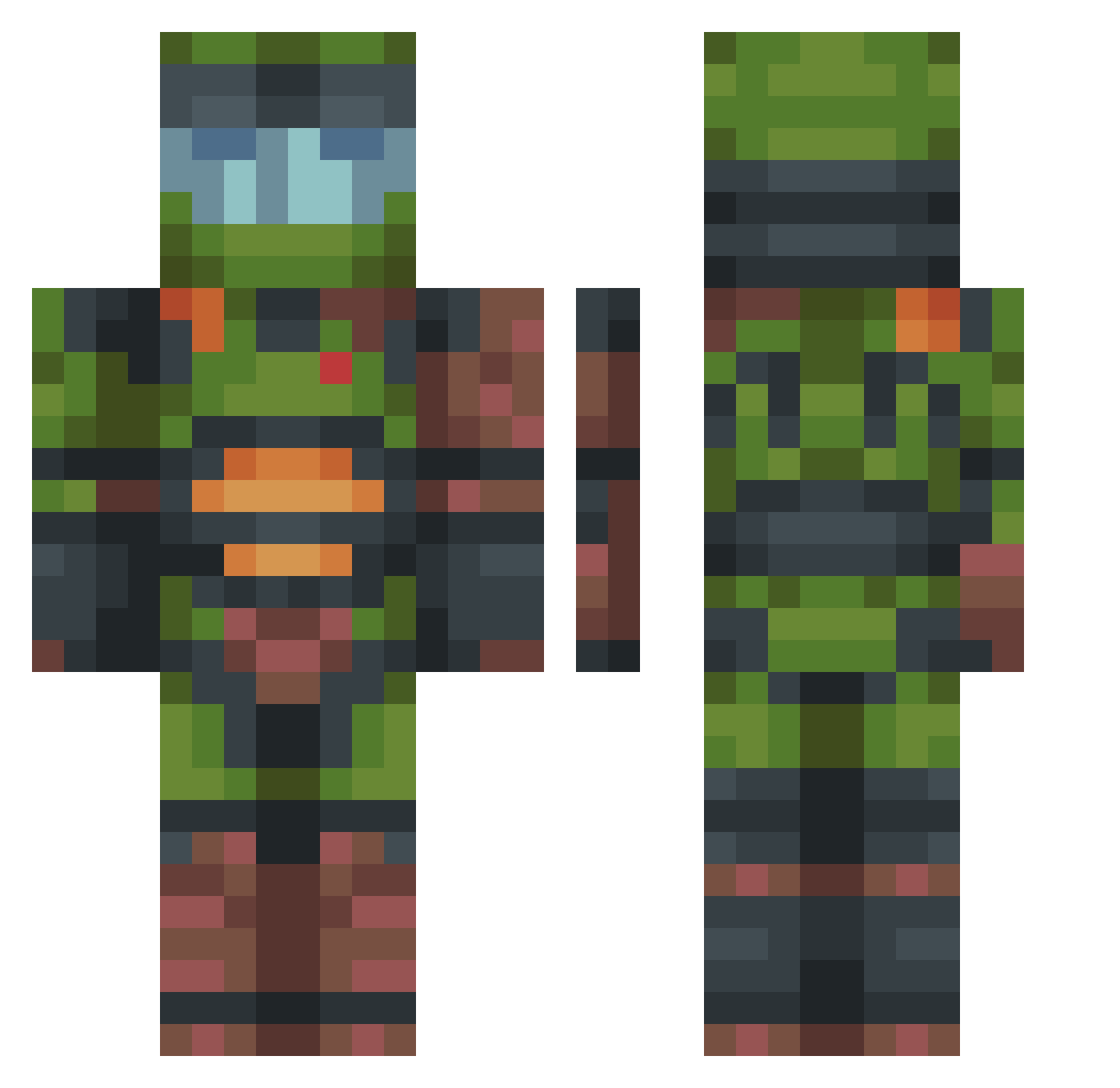 tolkki Minecraft skin, front and back view
