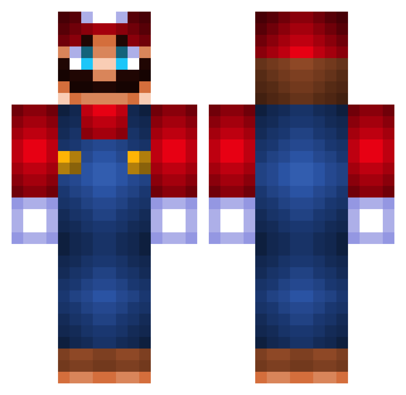 16rx Minecraft skin, front and back view
