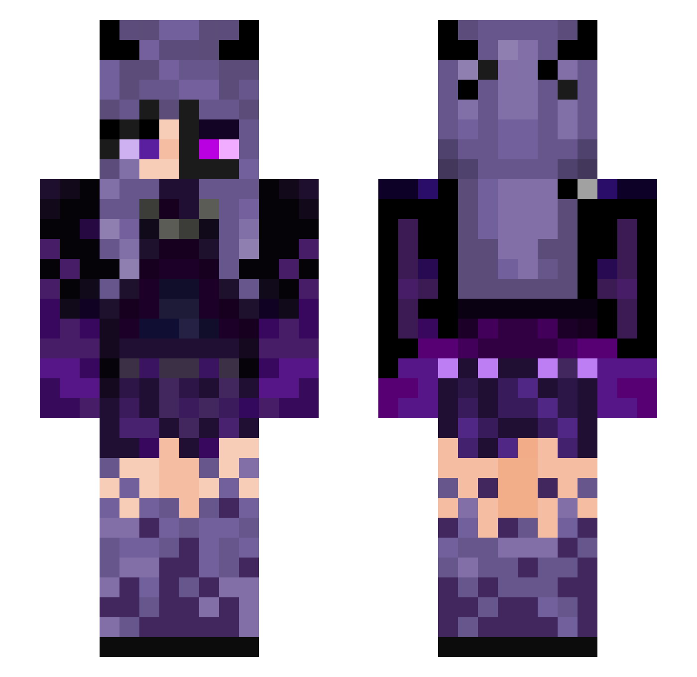 Wiinry Minecraft skin, front and back view