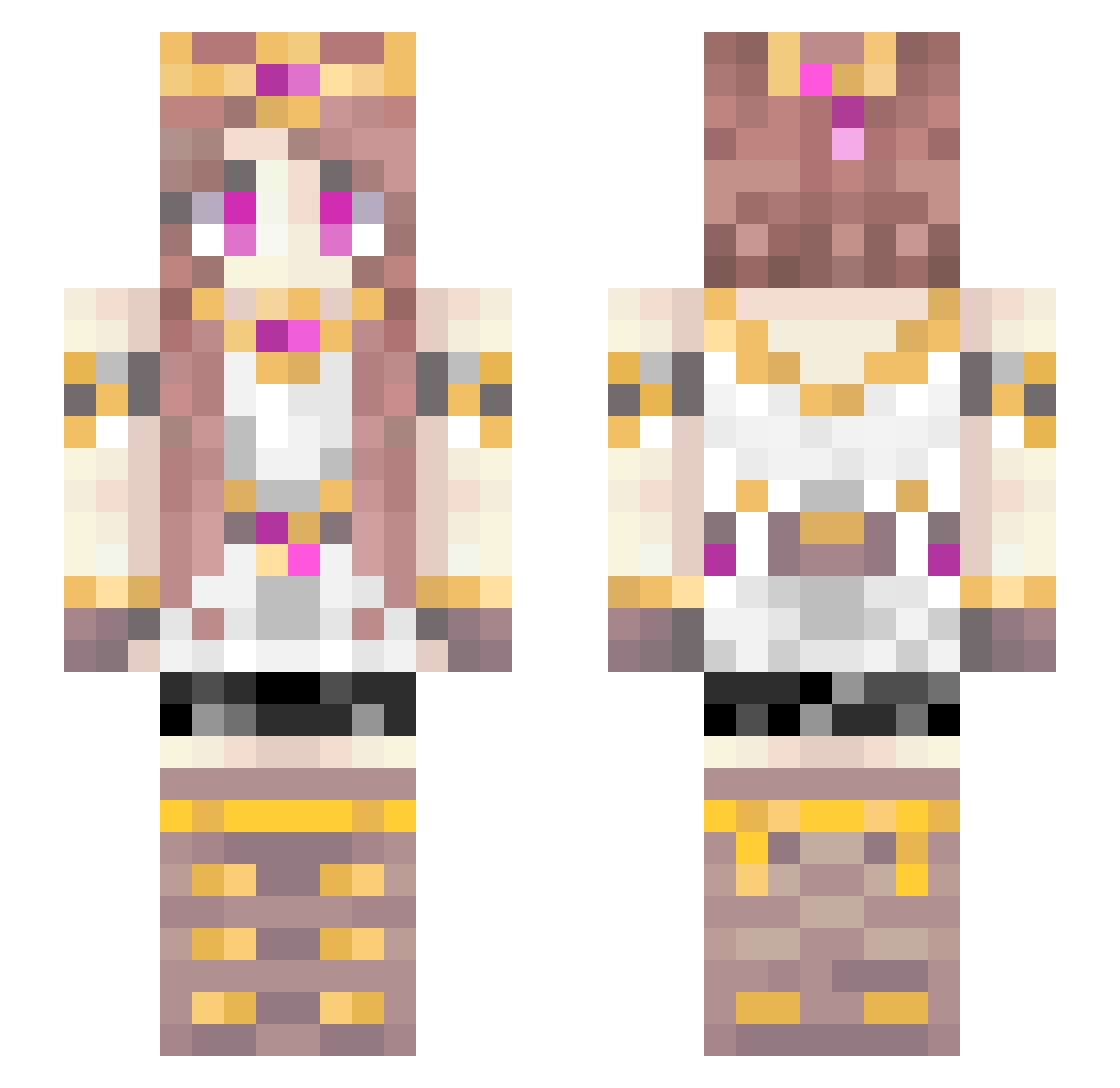 SteliaC Minecraft skin, front and back view