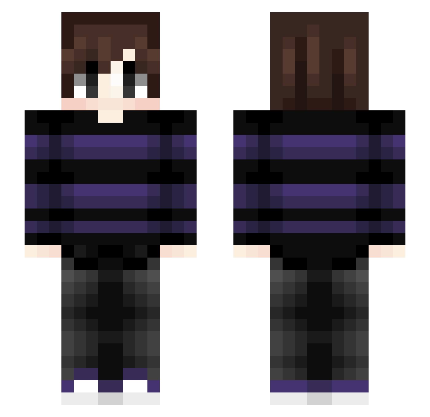 Strikyn Minecraft skin, front and back view