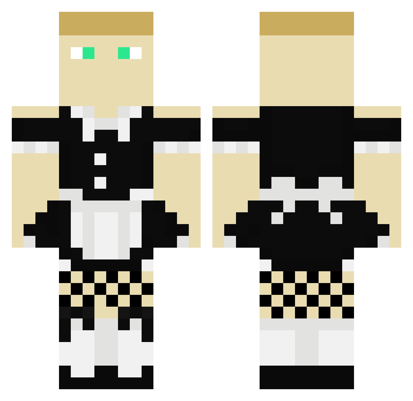 DarkMinecart Minecraft skin, front and back view