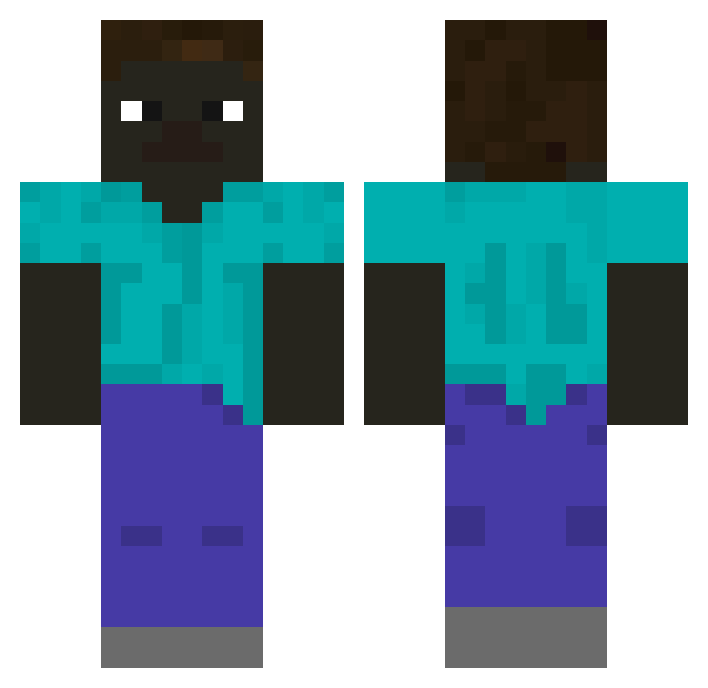 Slaveholder Minecraft skin, front and back view
