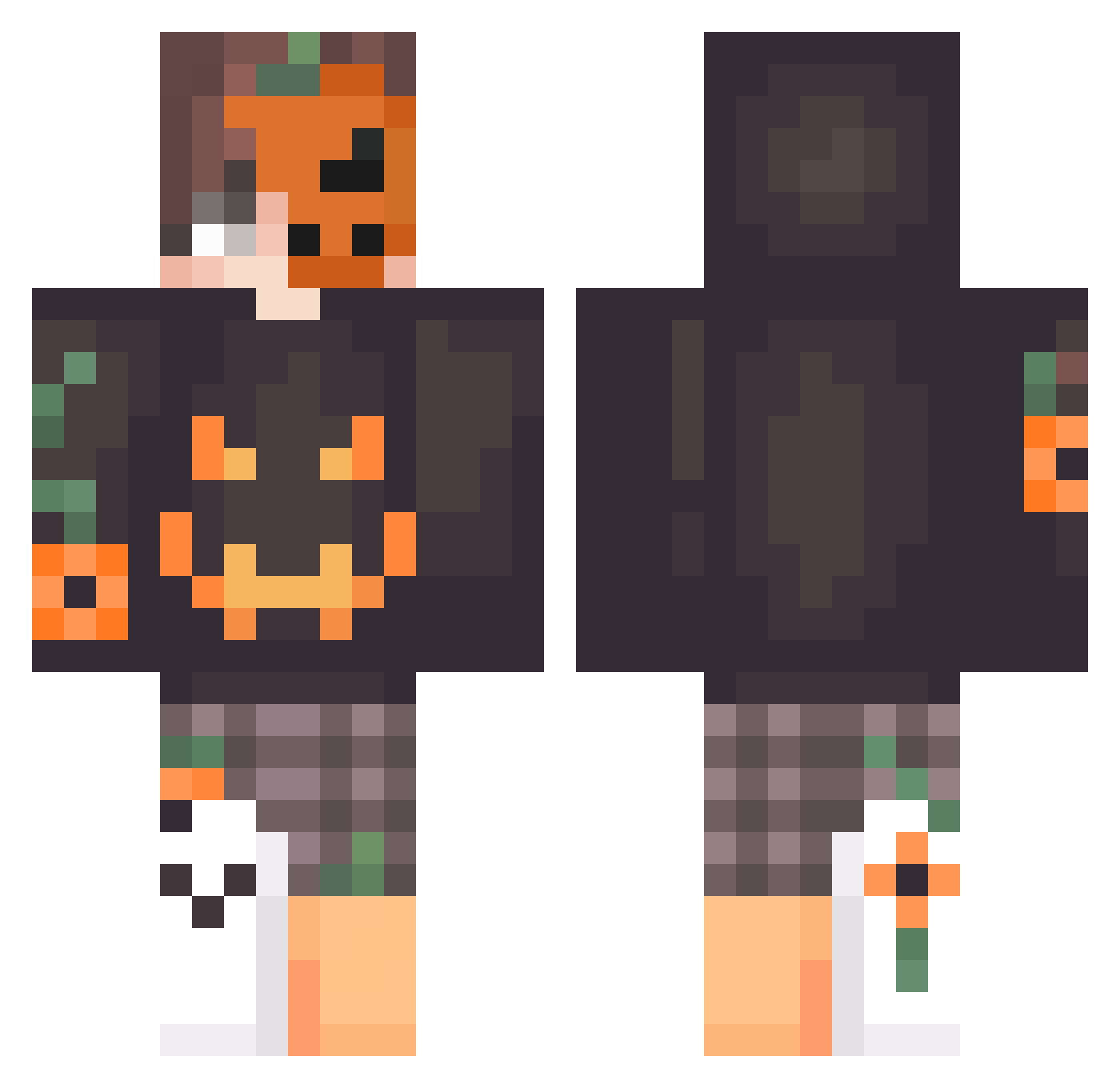 2AlexXx Minecraft skin, front and back view