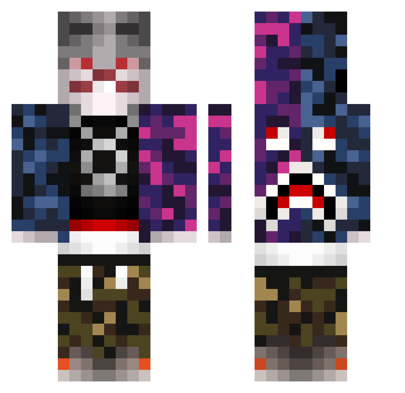 Aoah Minecraft skin, front and back view