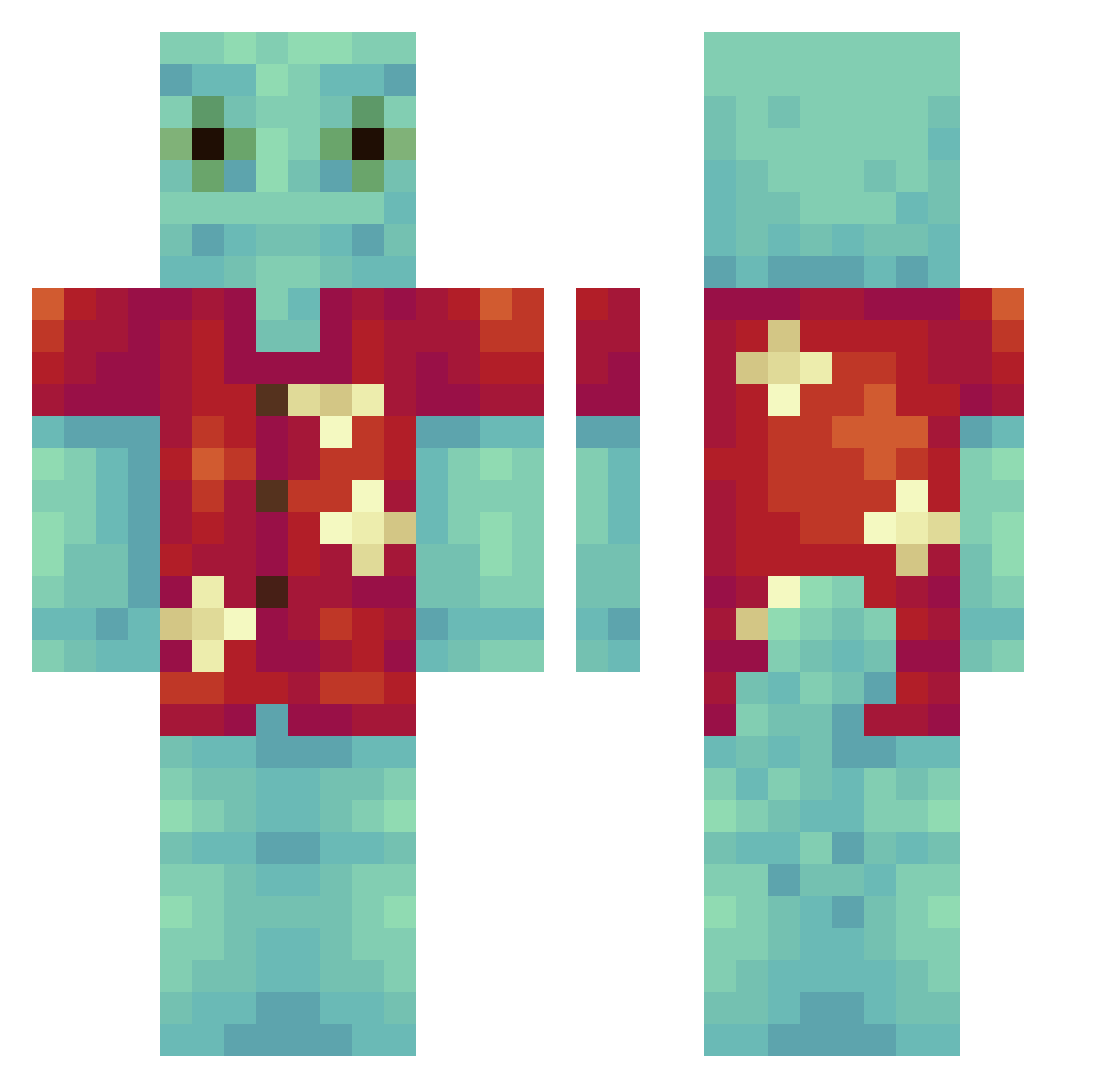 TwistedTamale Minecraft skin, front and back view