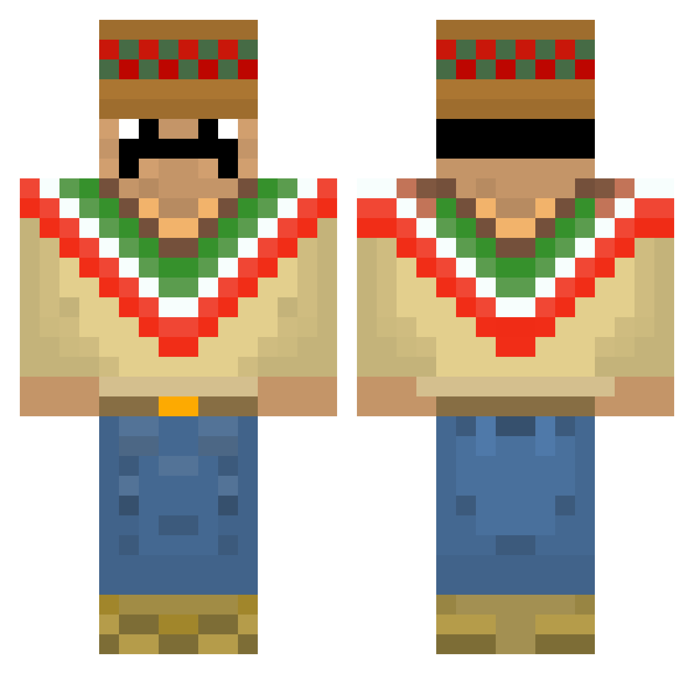 MrMcBubbs Minecraft skin, front and back view