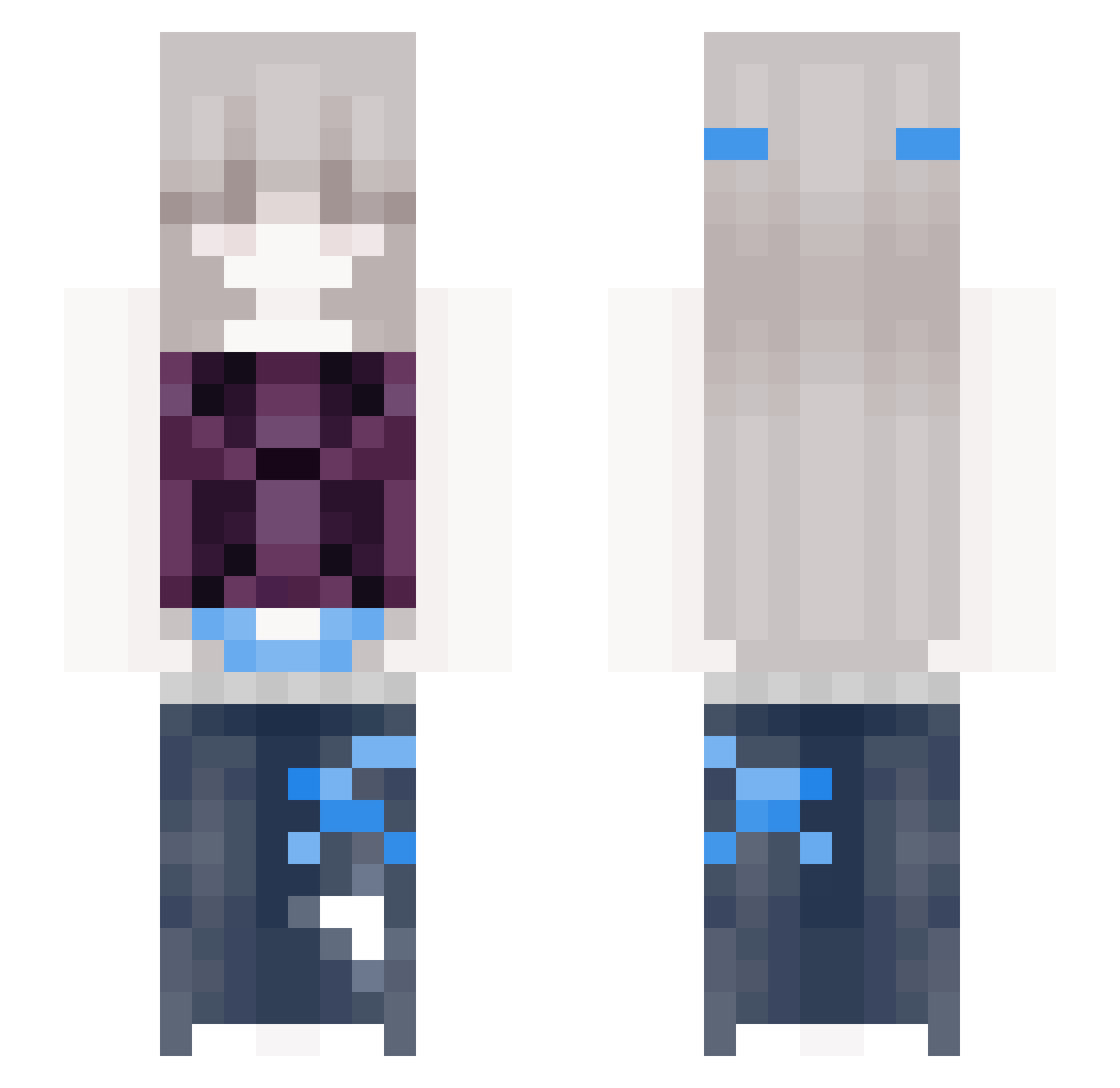 uwuGlxphs Minecraft skin, front and back view