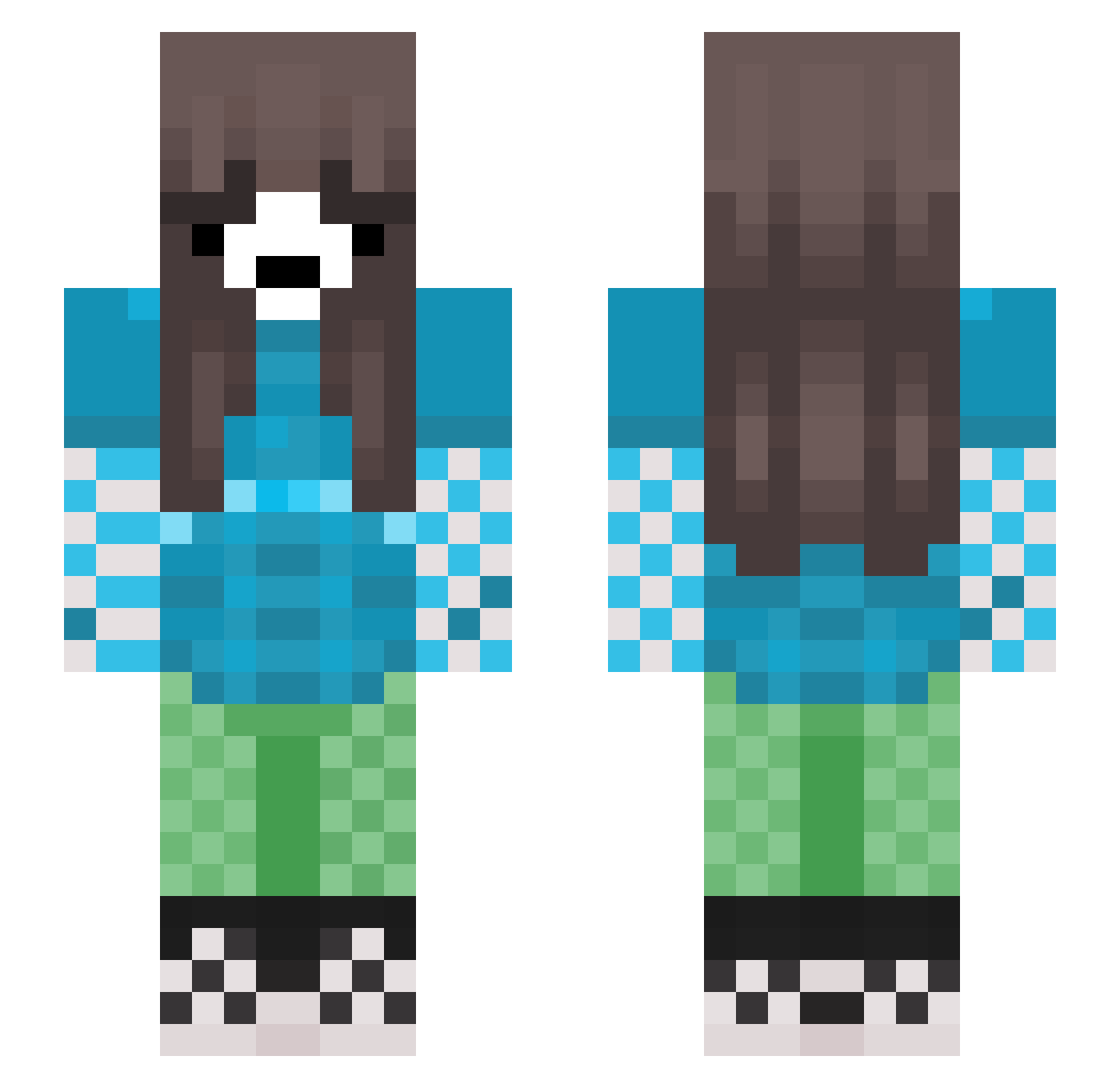 Mewse_ Minecraft skin, front and back view