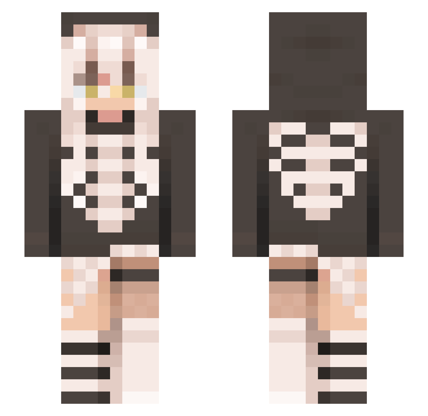 Sevyion Minecraft skin, front and back view