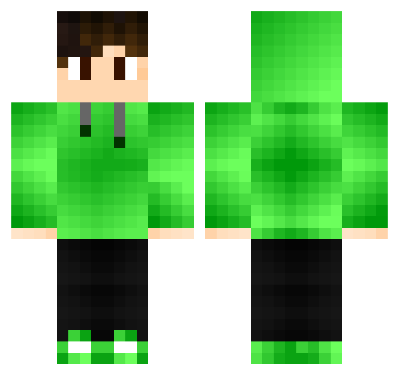 YoutubeElkku Minecraft skin, front and back view