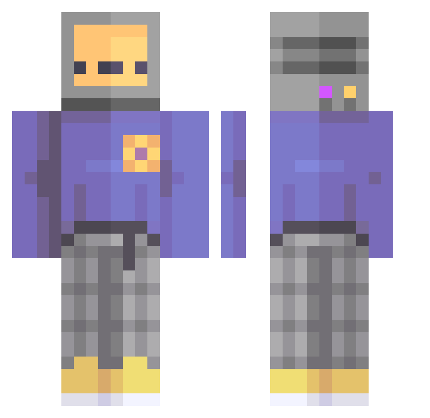 Moonsights Minecraft skin, front and back view
